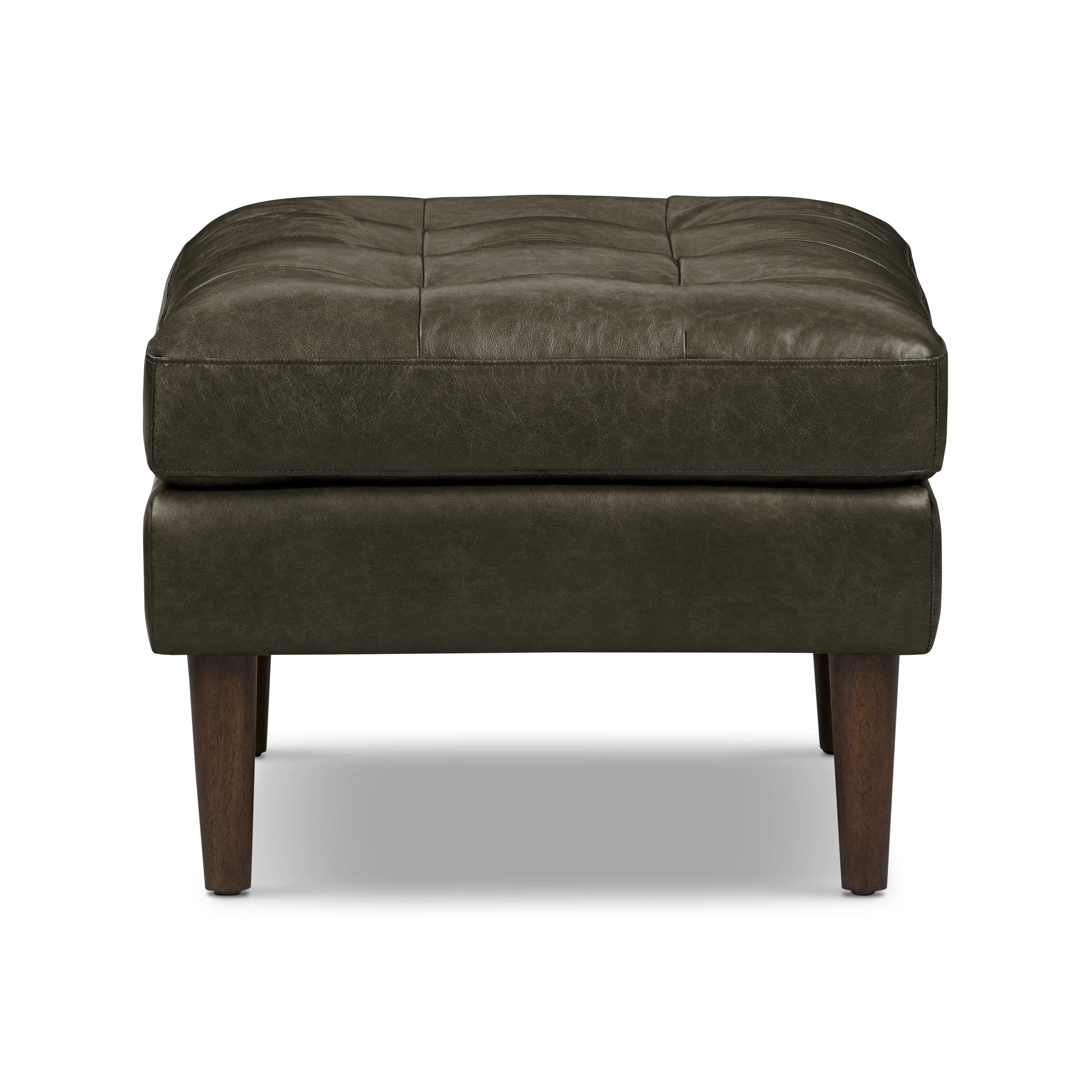 Napa Leather Ottoman | Olivine Green - Image 4