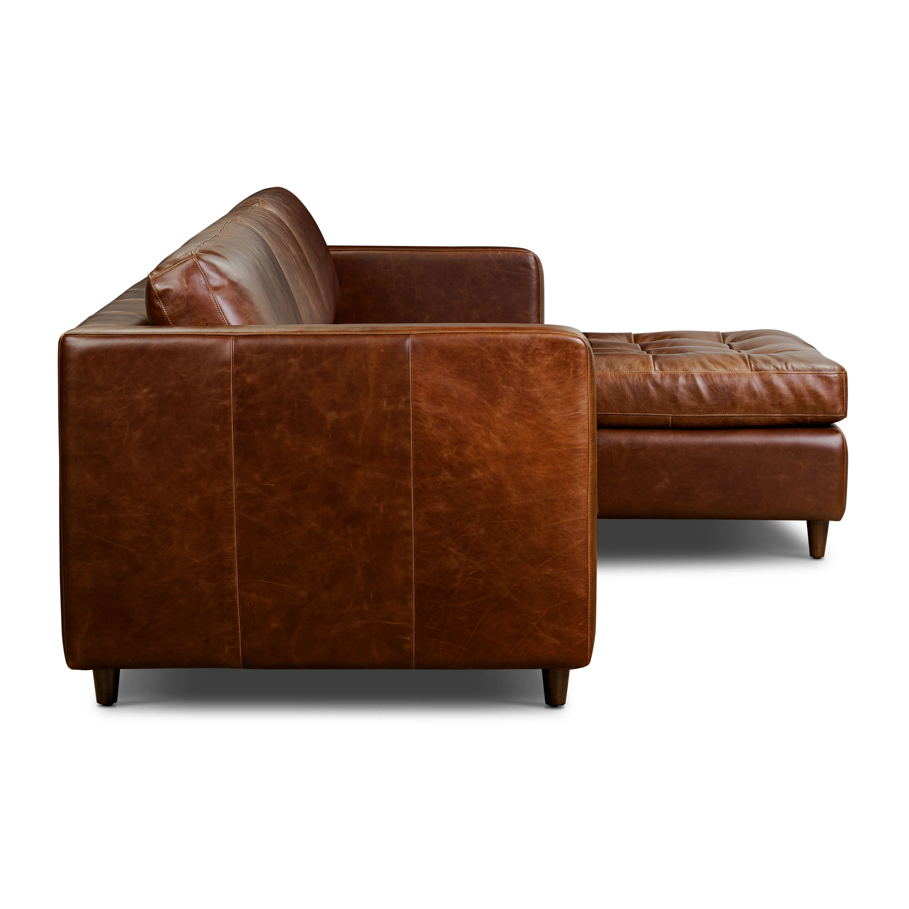 Napa 113.5" Leather Right-Facing Pull-Out Sleeper Sectional Sofa | Oscuro Brown - Image 14