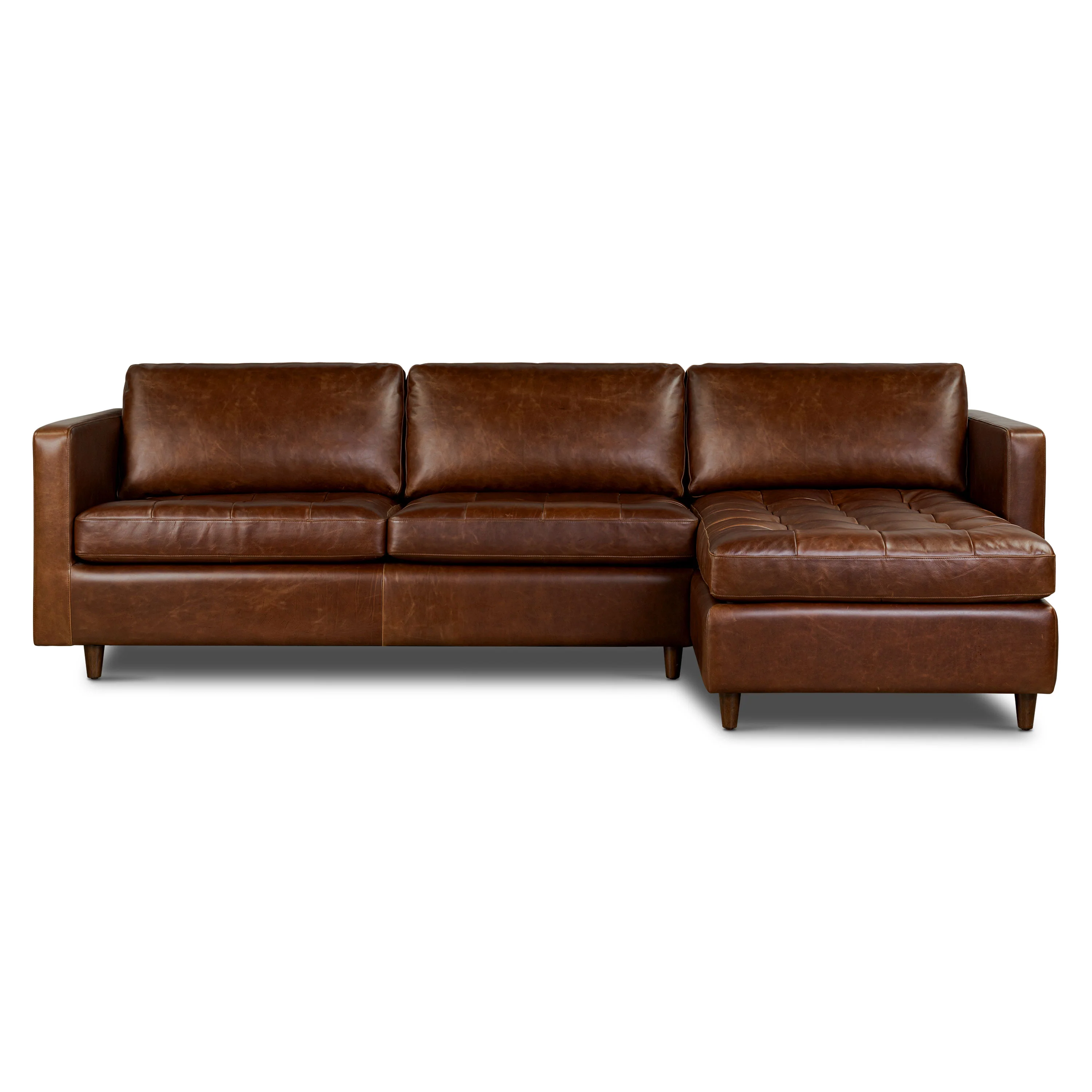 Napa 113.5" Leather Right-Facing Pull-Out Sleeper Sectional Sofa | Oscuro Brown - Image 3