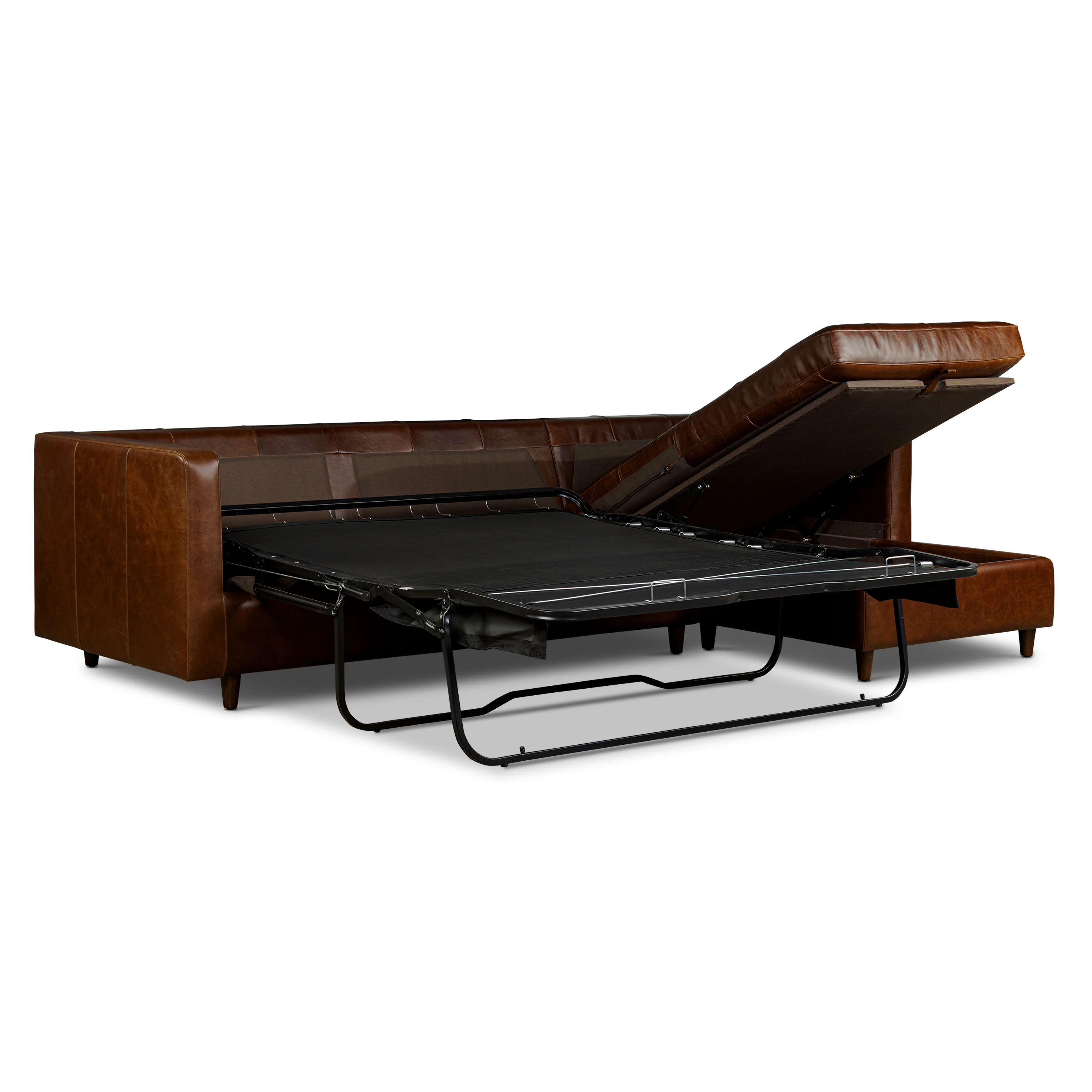 Napa 113.5" Leather Right-Facing Pull-Out Sleeper Sectional Sofa | Oscuro Brown - Image 6