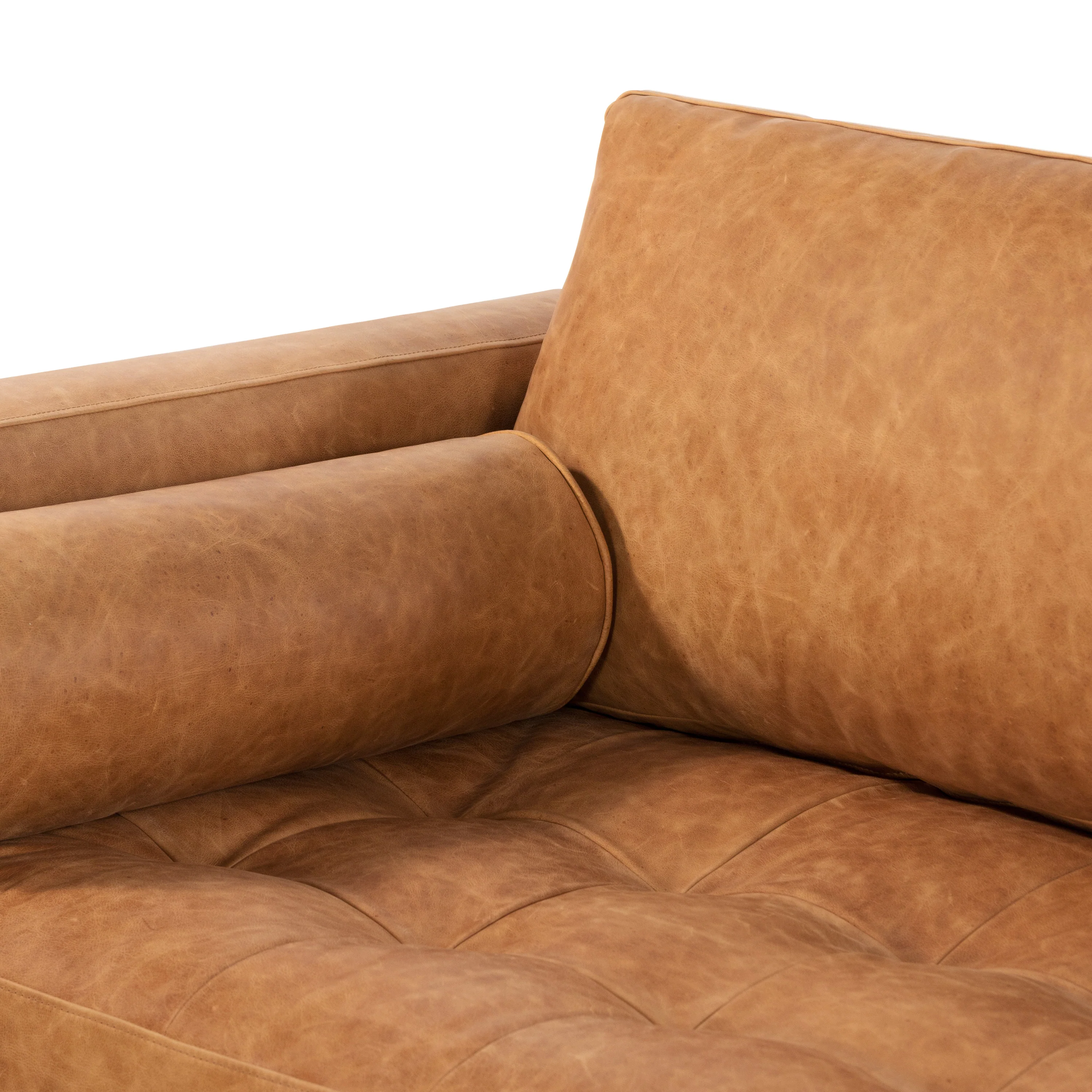 Napa 104.5" Leather Right-Facing Sectional Sofa | Cognac Tan - Image 10