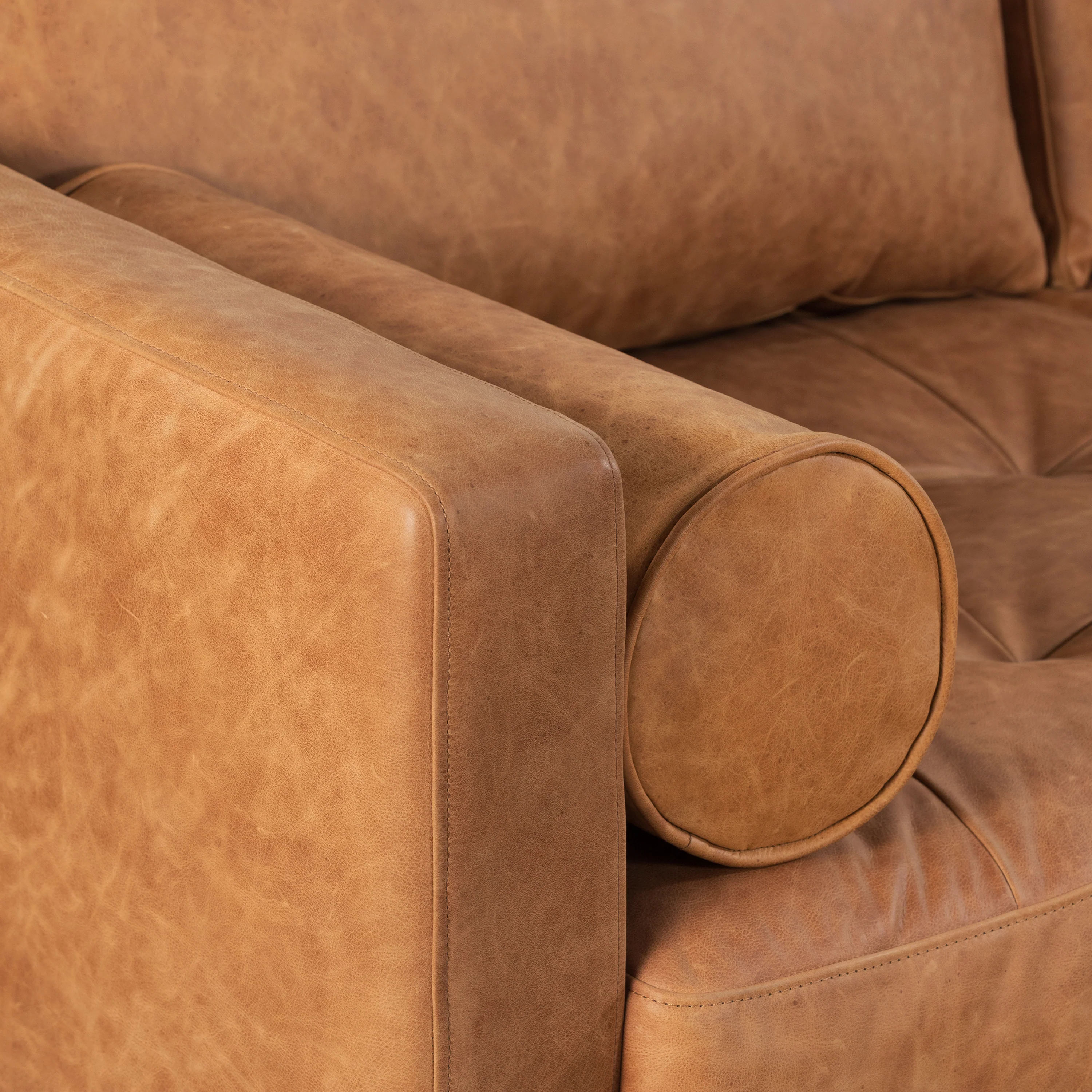 Napa 104.5" Leather Right-Facing Sectional Sofa | Cognac Tan - Image 12