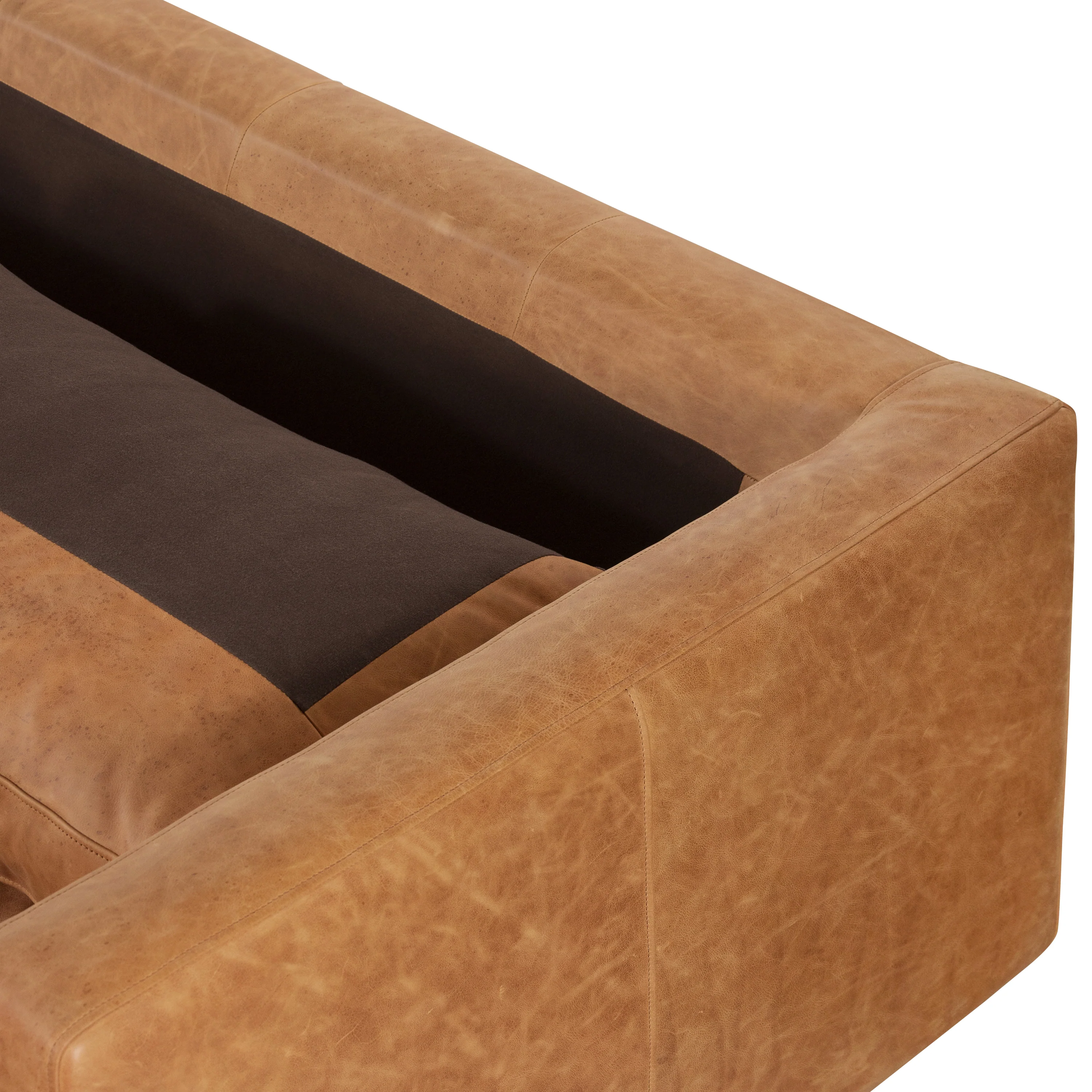 Napa 104.5" Leather Right-Facing Sectional Sofa | Cognac Tan - Image 13