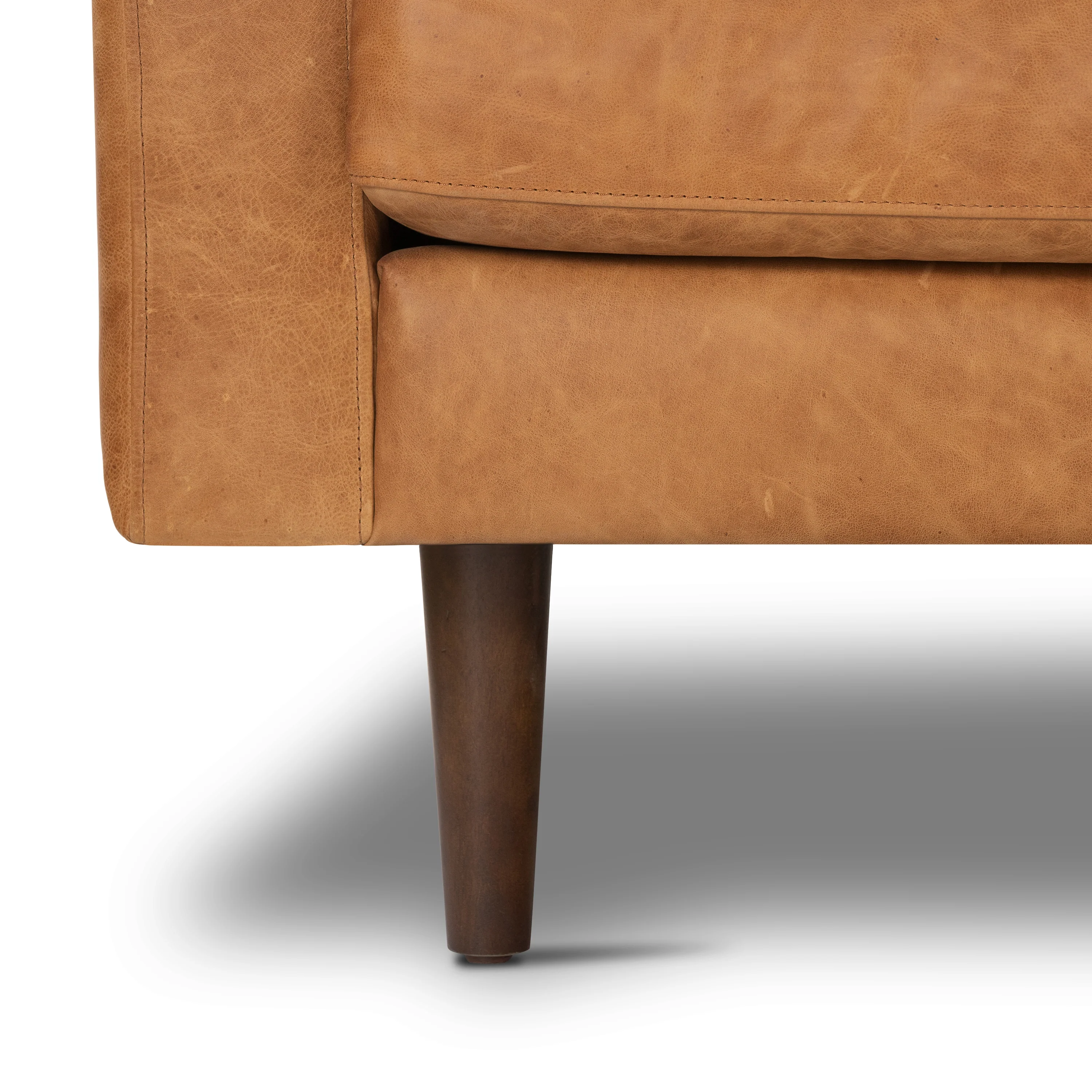 Napa 104.5" Leather Right-Facing Sectional Sofa | Cognac Tan - Image 15