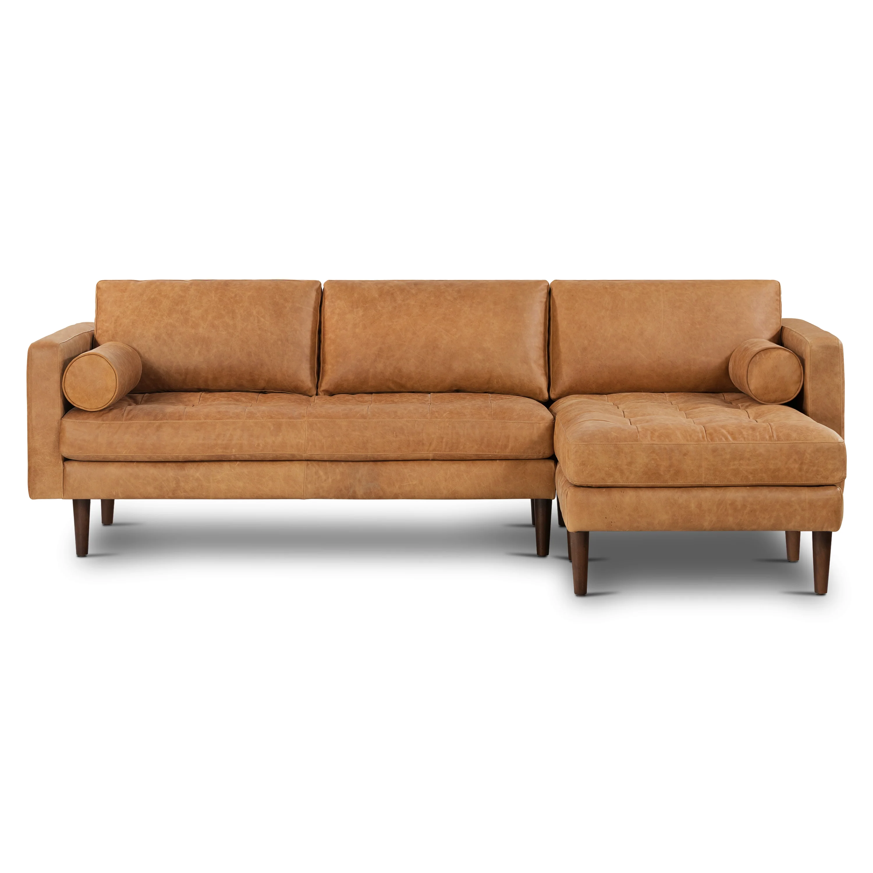 Napa 104.5" Leather Right-Facing Sectional Sofa | Cognac Tan - Image 4