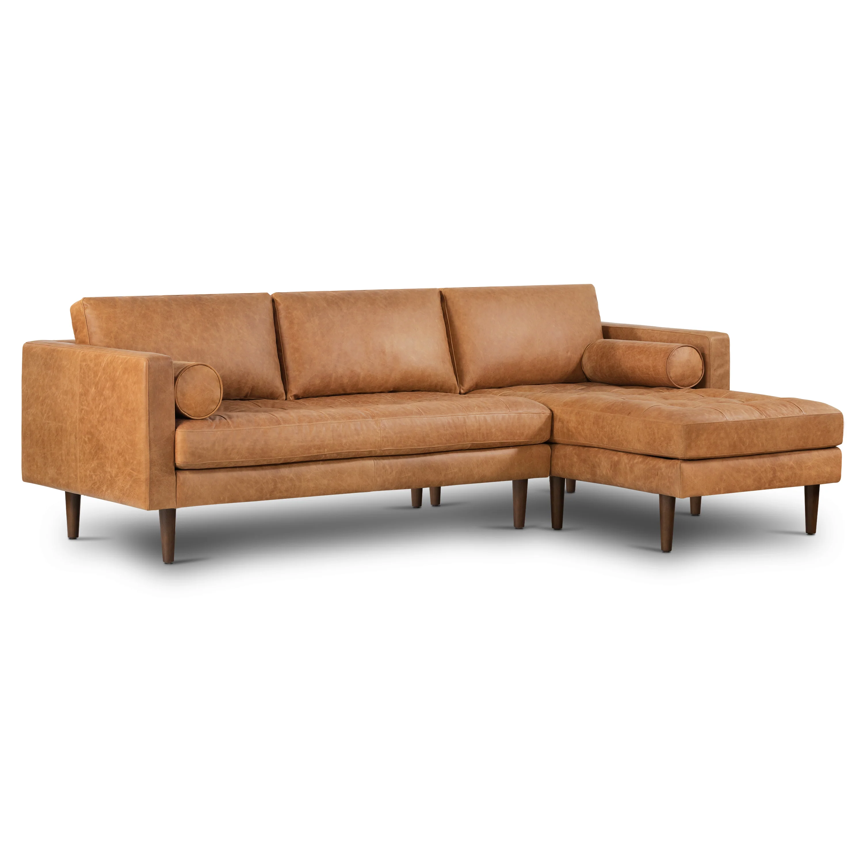 Napa 104.5" Leather Right-Facing Sectional Sofa | Cognac Tan - Image 5