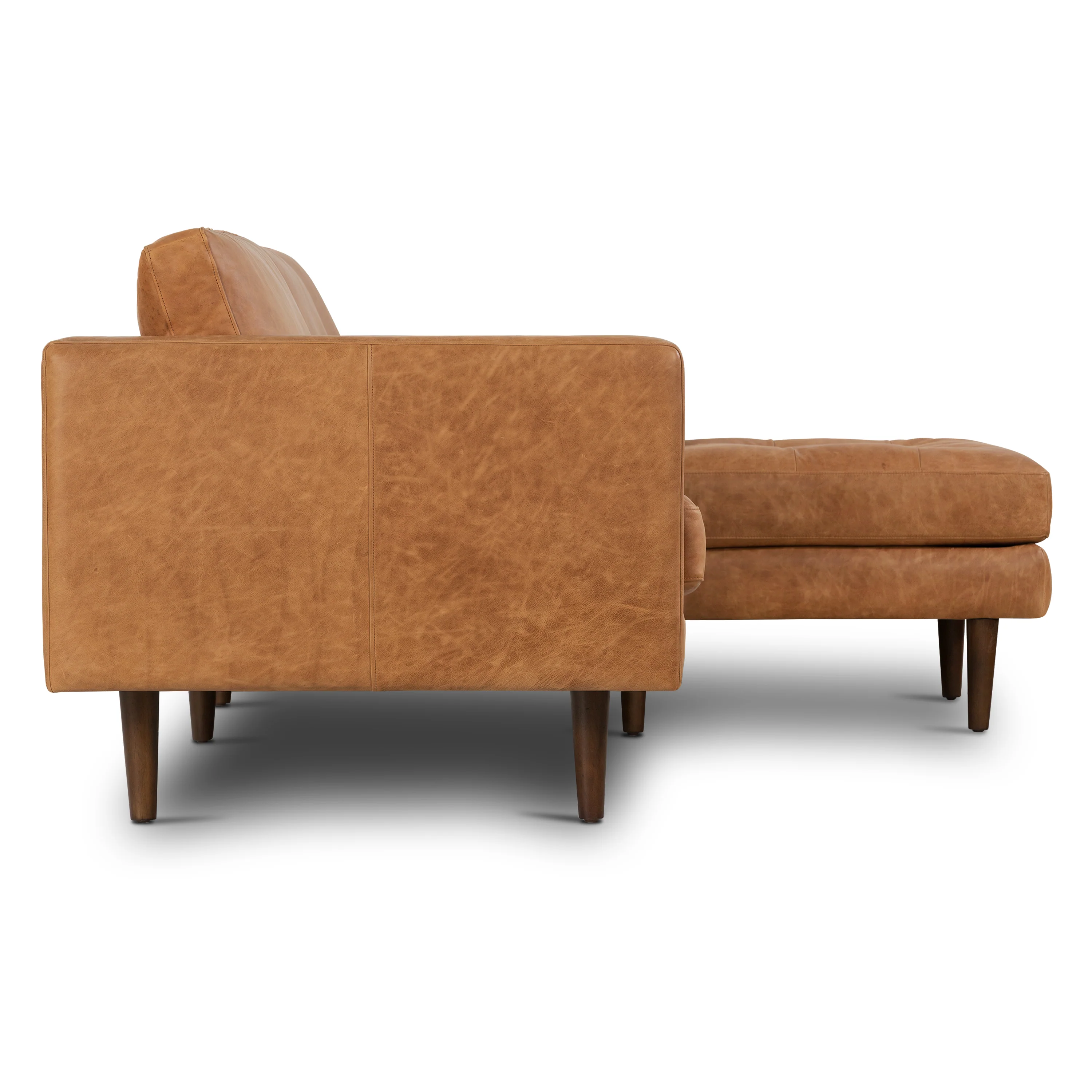 Napa 104.5" Leather Right-Facing Sectional Sofa | Cognac Tan - Image 6