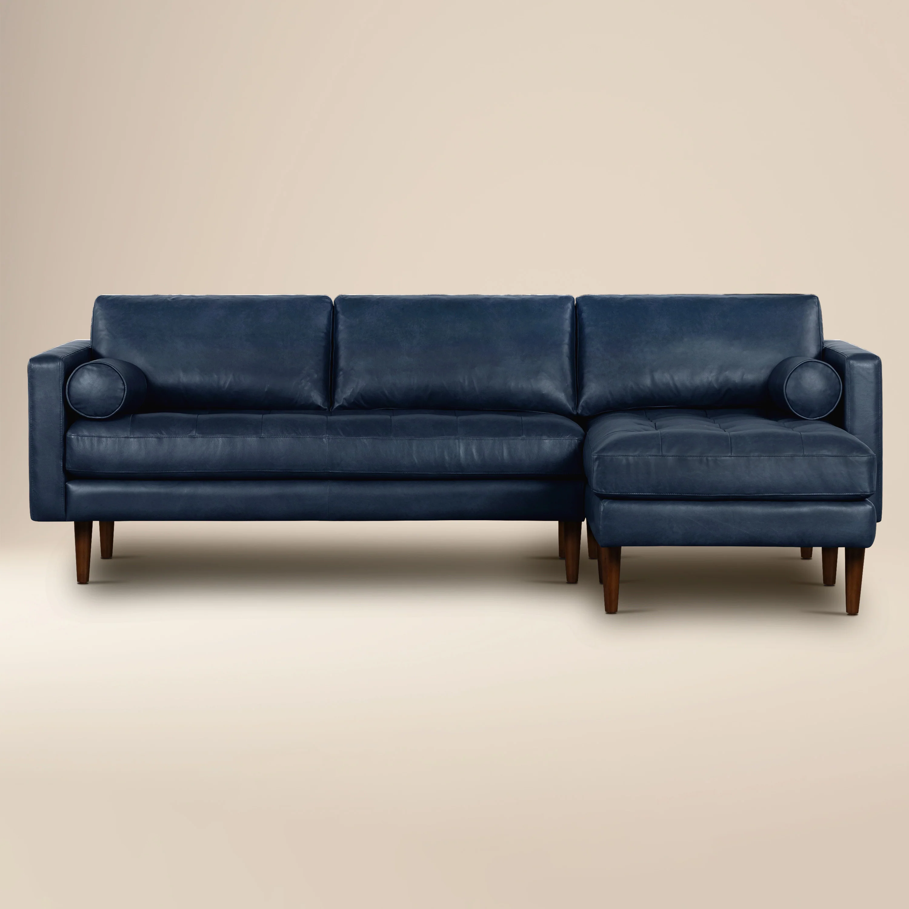 Napa 104.5" Leather Right-Facing Sectional Sofa | Midnight Blue
