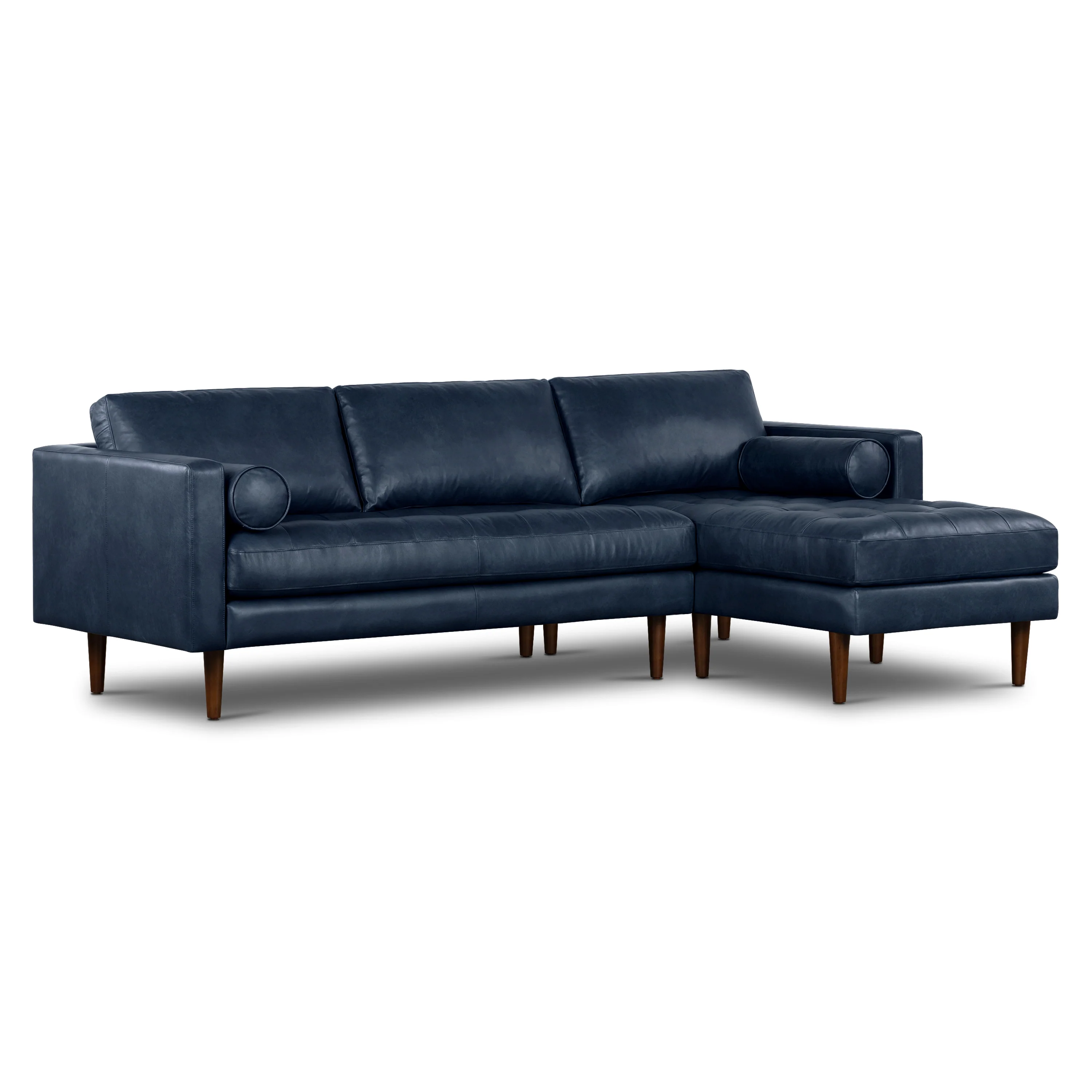 Napa 104.5" Leather Right-Facing Sectional Sofa | Midnight Blue - Image 3
