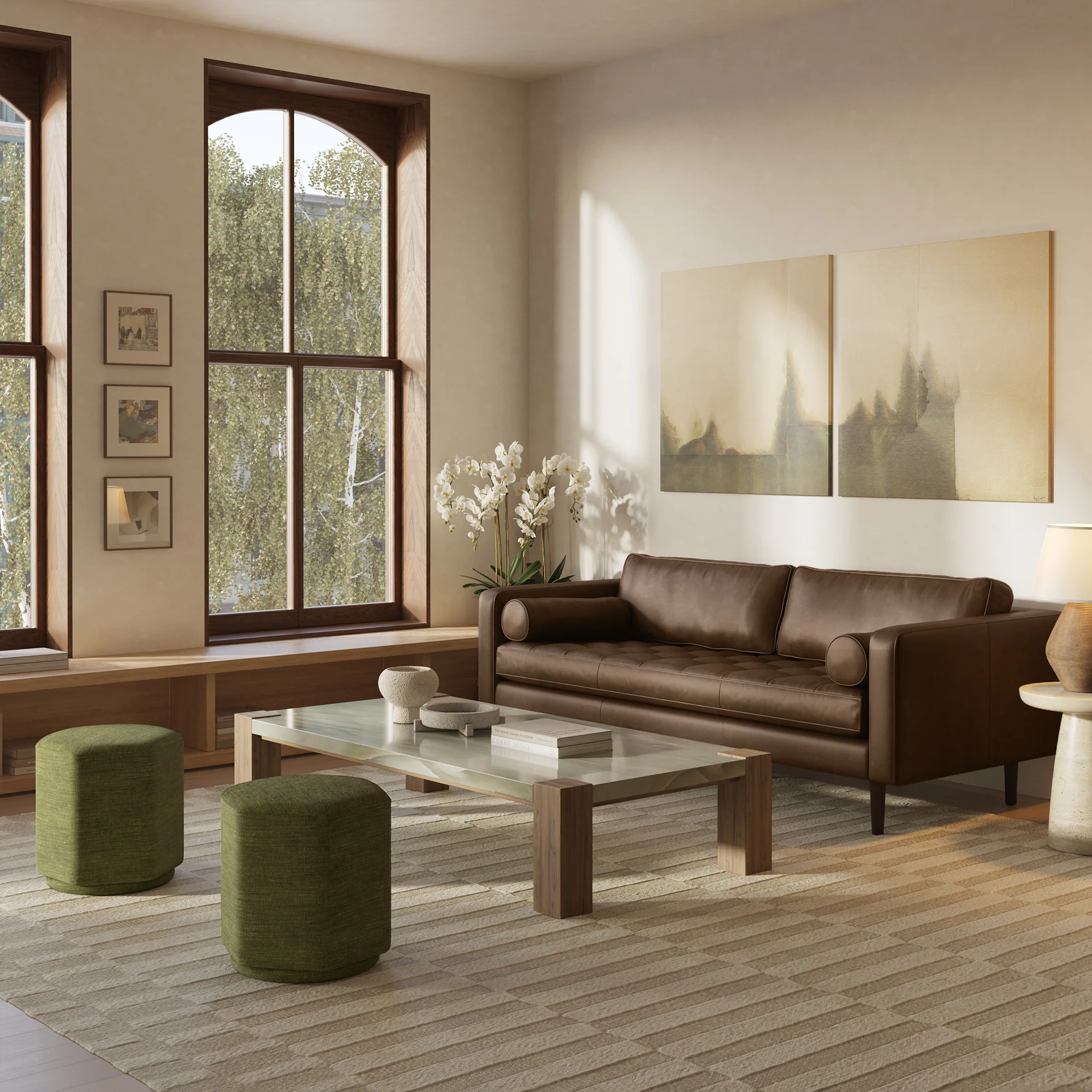 Napa 88.5” Leather Sofa | Cocoa Brown - Image 3