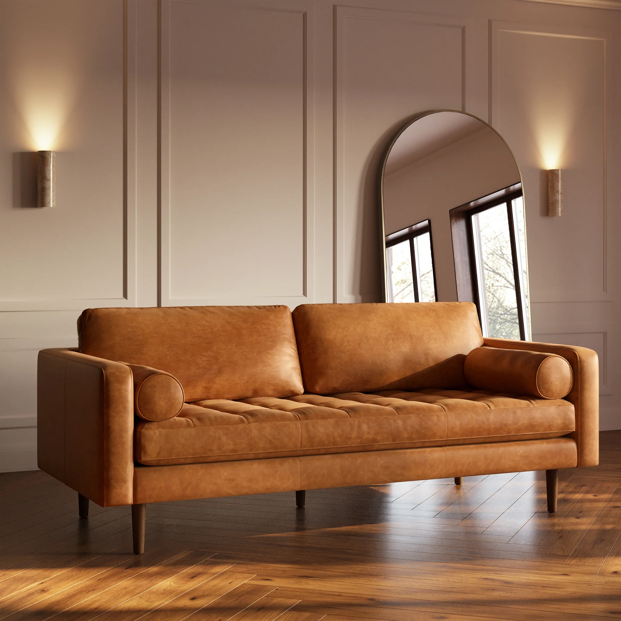 Napa 88.5” Leather Sofa | Cognac Tan - Image 2