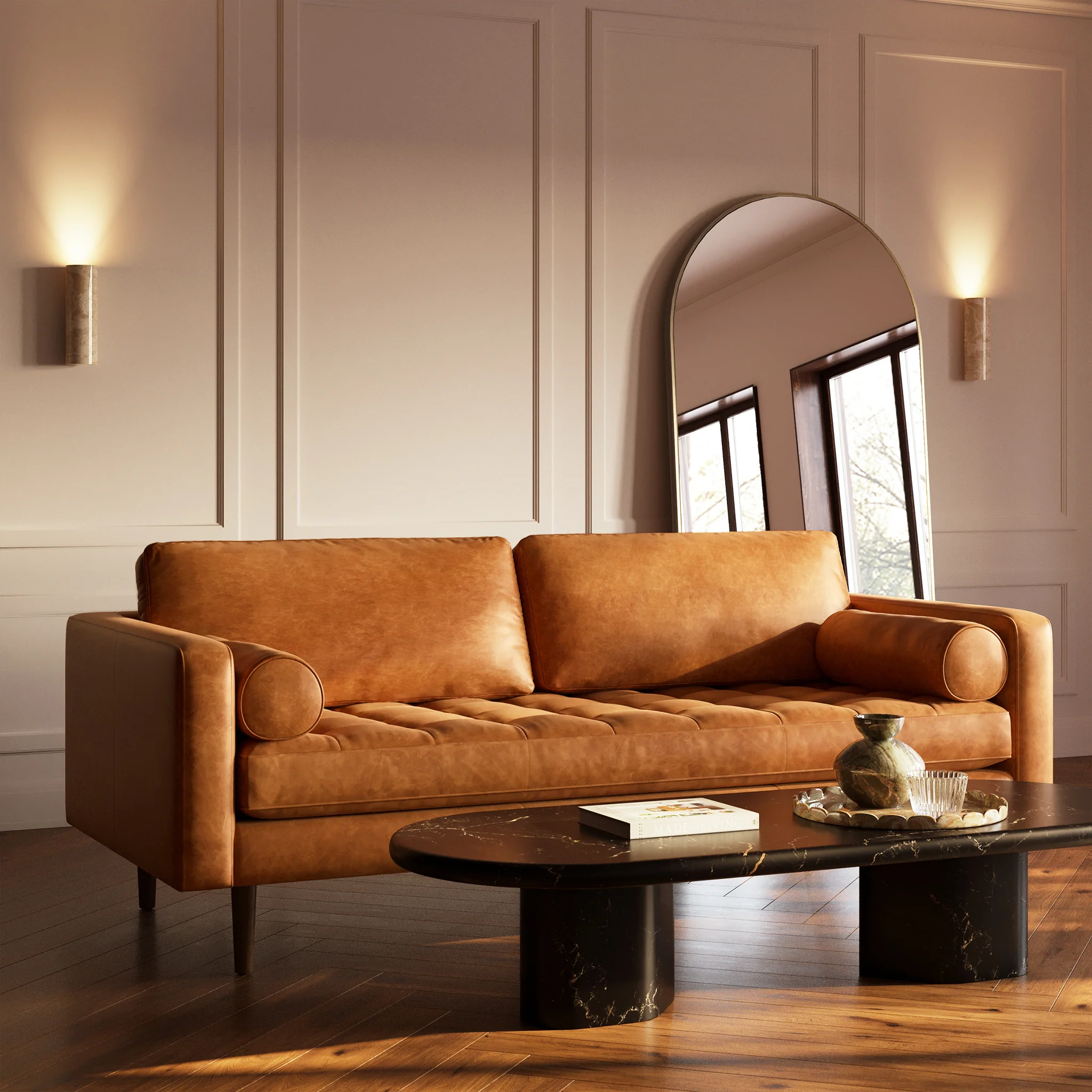 Napa 88.5” Leather Sofa | Cognac Tan - Image 3