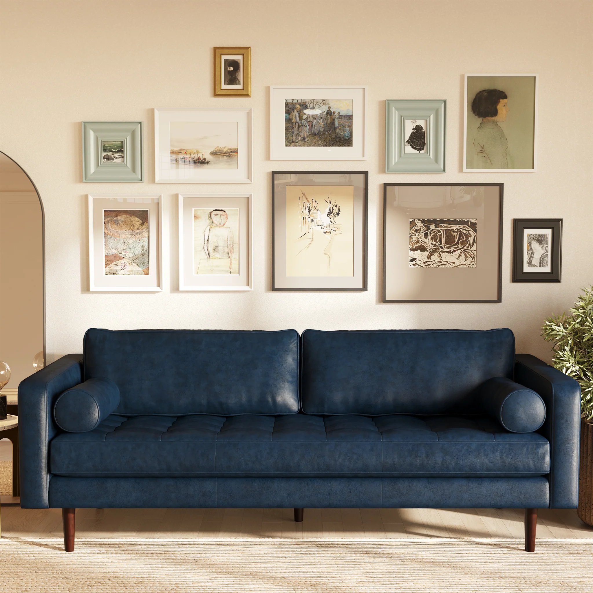 Napa 88.5” Leather Sofa | Midnight Blue - Image 2