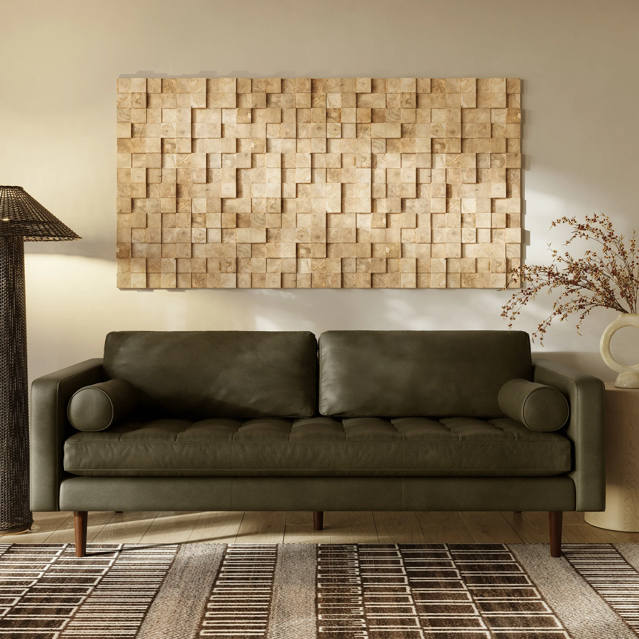 Napa 88.5” Leather Sofa | Olivine Green - Image 2