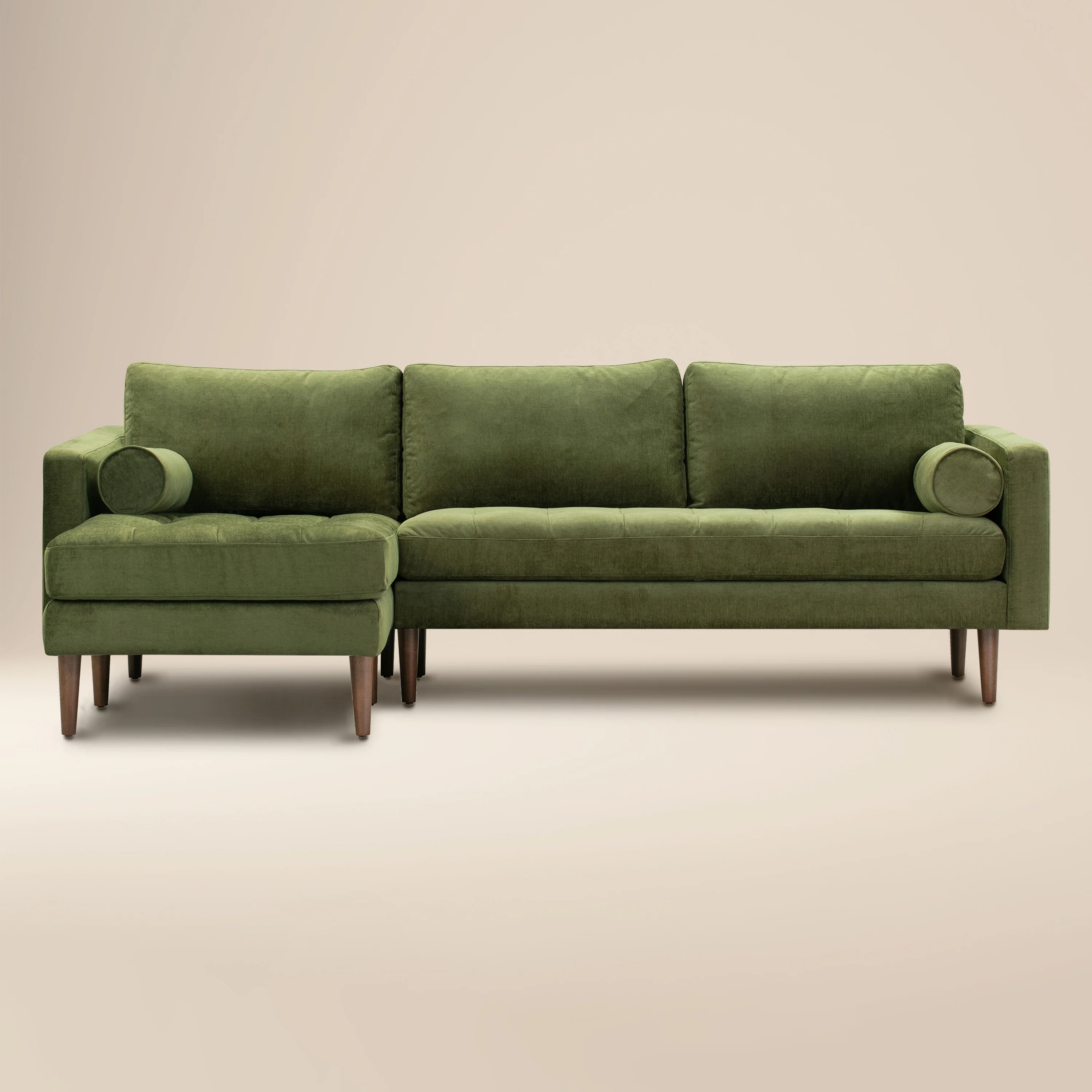 Napa Velvet Left-Facing Sectional Sofa | Distressed Green Velvet