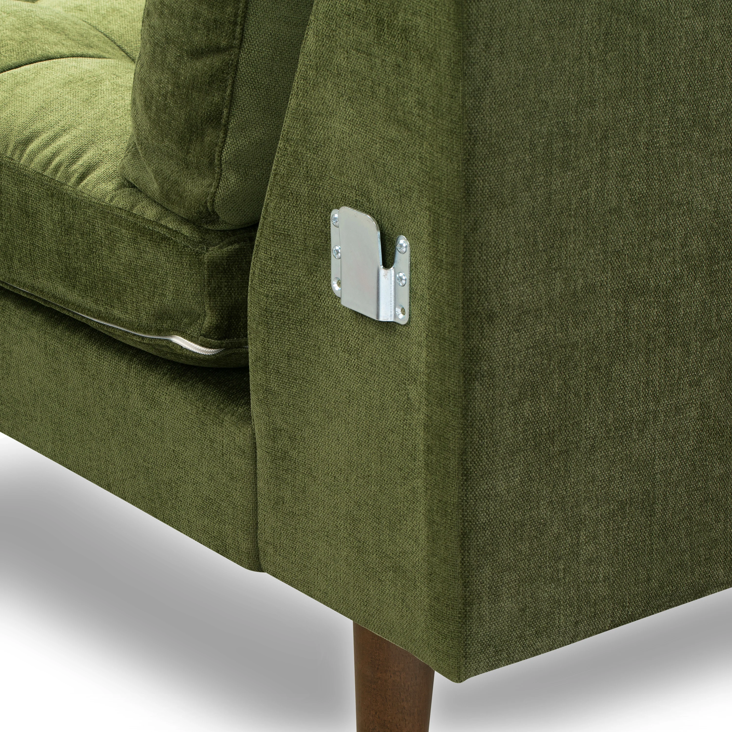 Napa Velvet Left-Facing Sectional Sofa | Distressed Green Velvet - Image 10