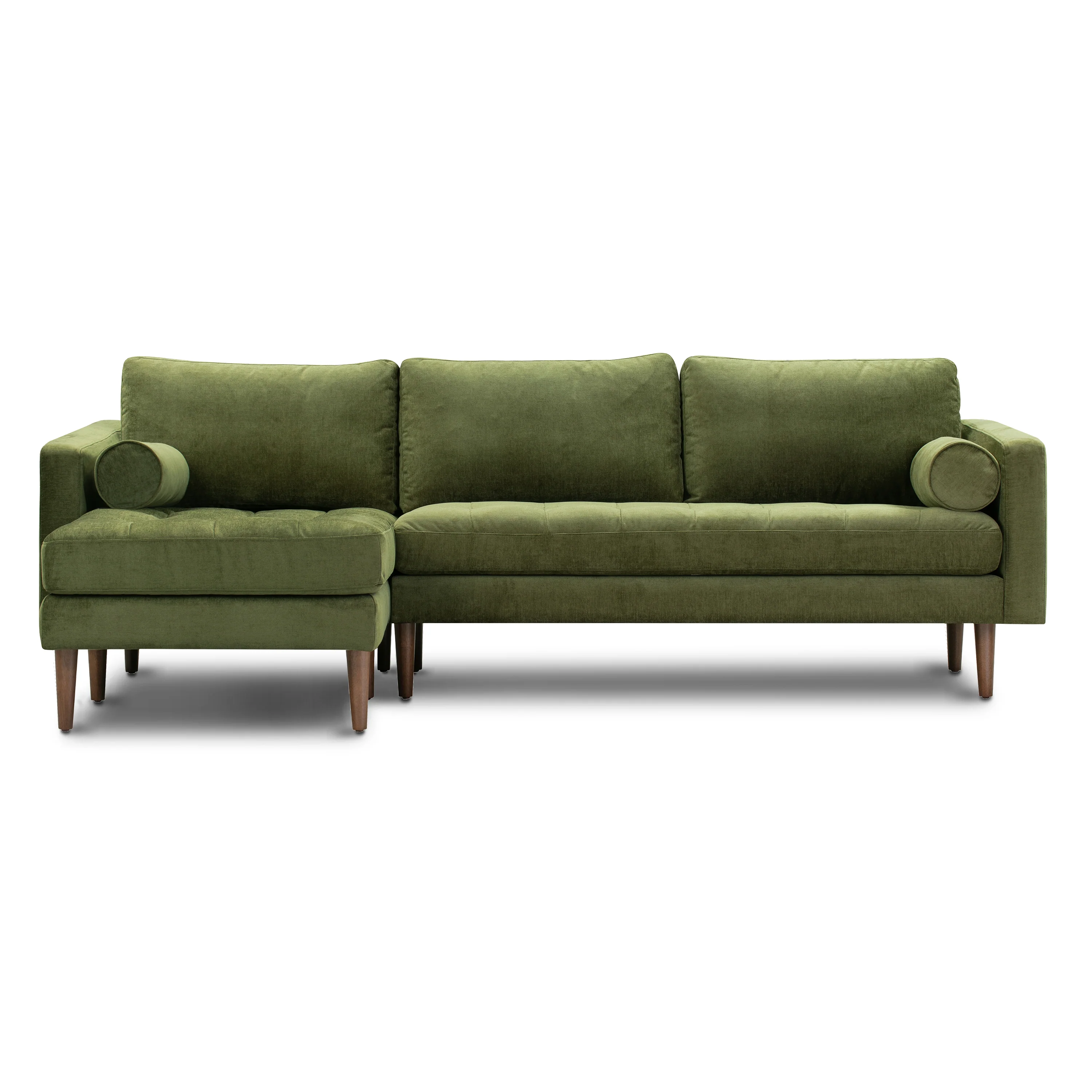 Napa Velvet Left-Facing Sectional Sofa | Distressed Green Velvet - Image 4