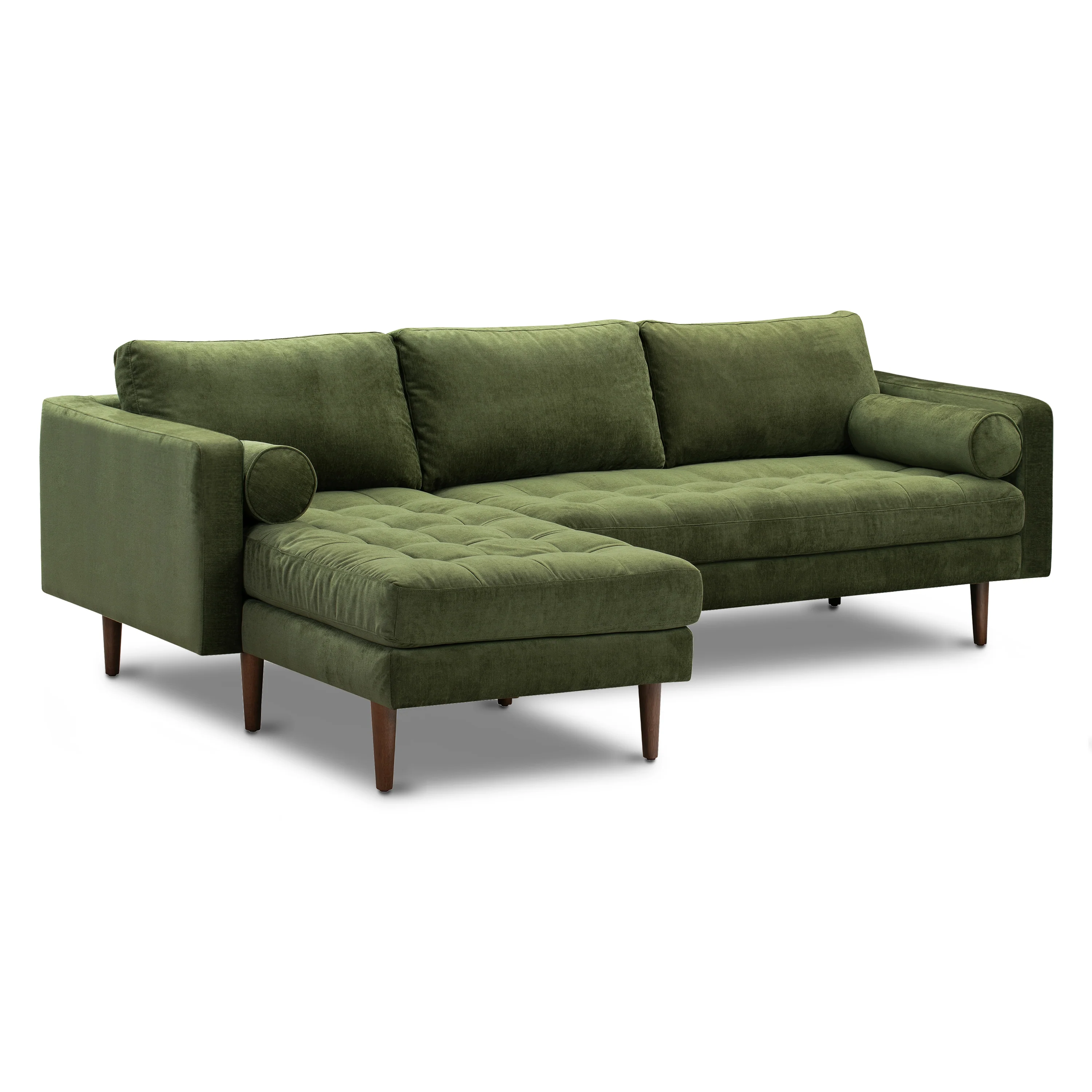 Napa Velvet Left-Facing Sectional Sofa | Distressed Green Velvet - Image 5