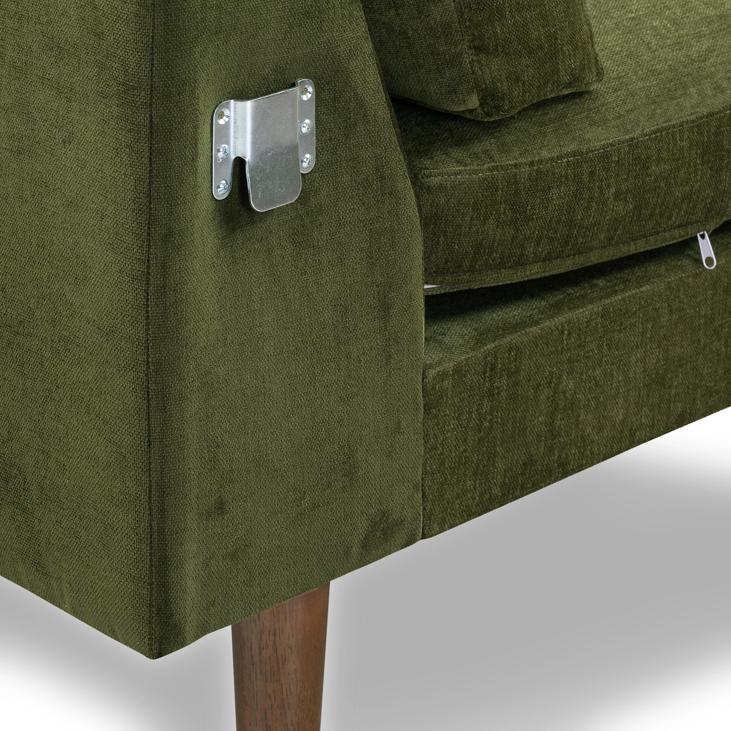 Napa Velvet Left-Facing Sectional Sofa | Distressed Green Velvet - Image 8