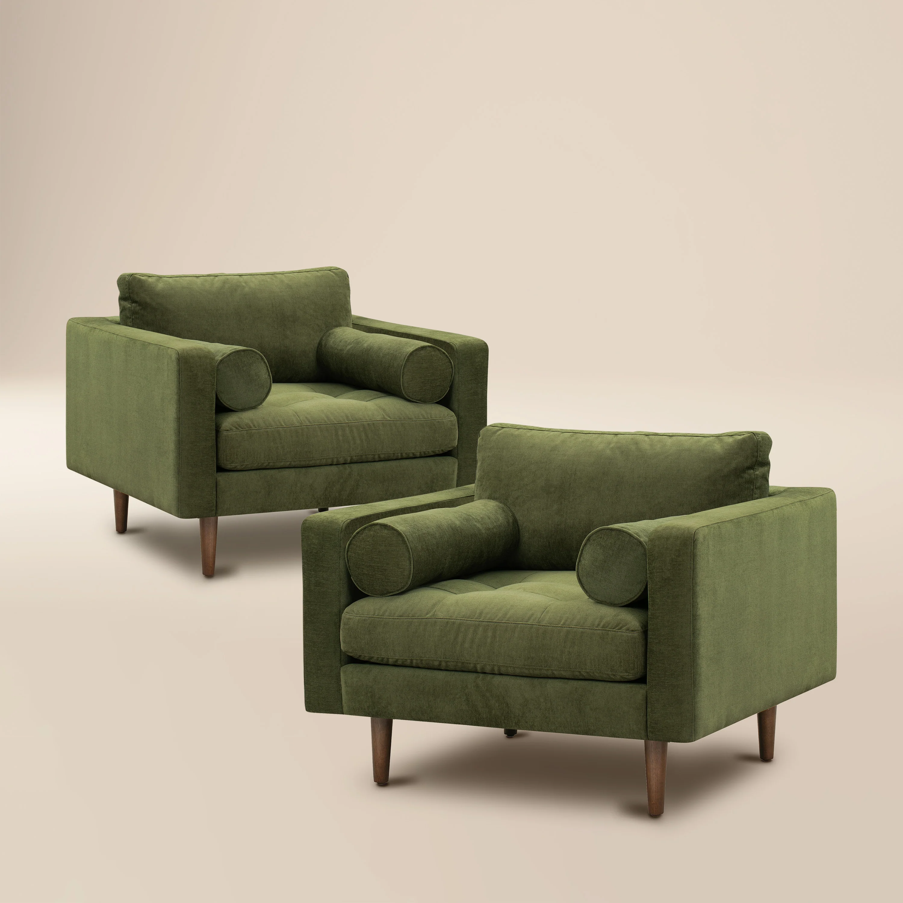 Napa Velvet Lounge Chair | Distressed Green Velvet | Set of 2