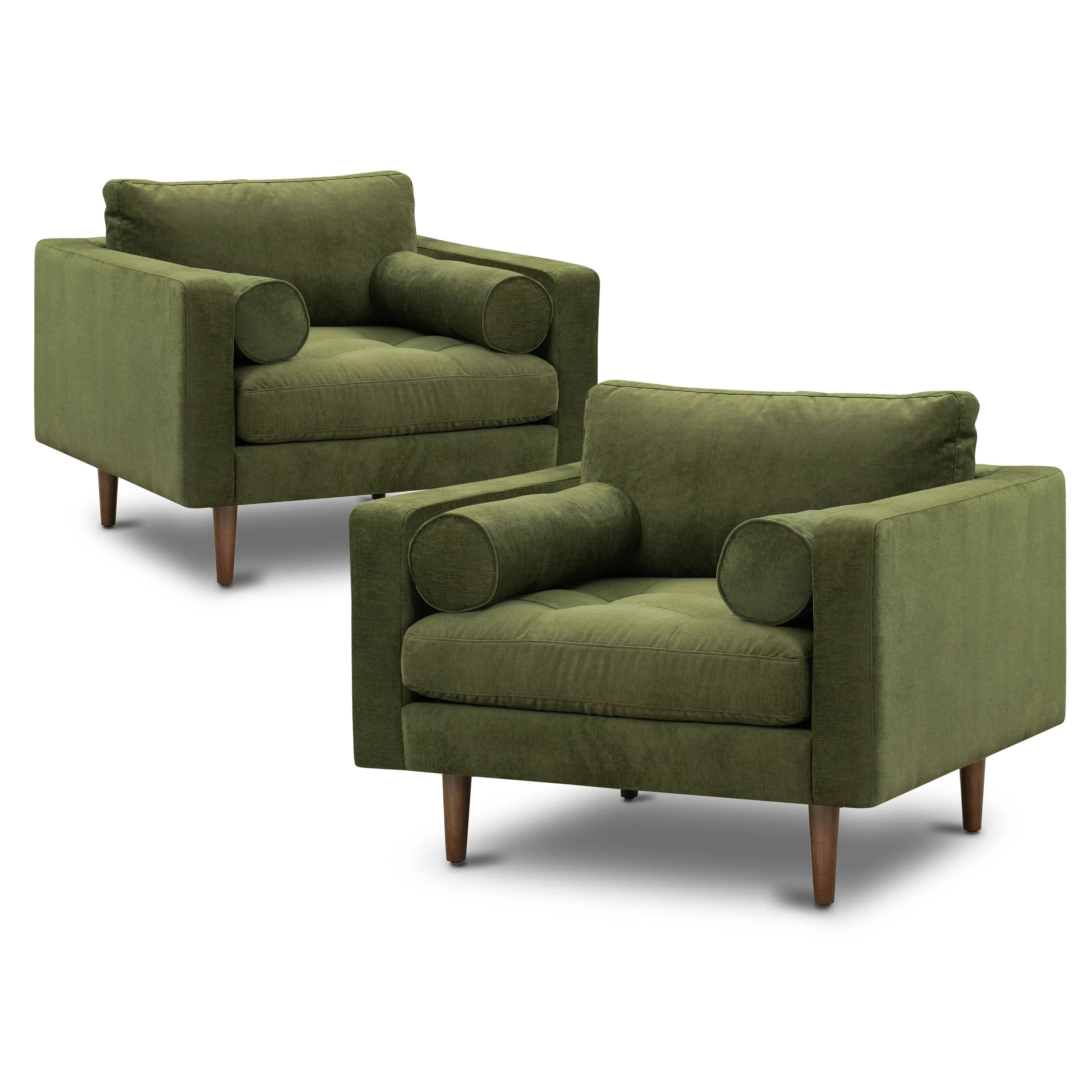 Napa Velvet Lounge Chair | Distressed Green Velvet | Set of 2 - Image 4