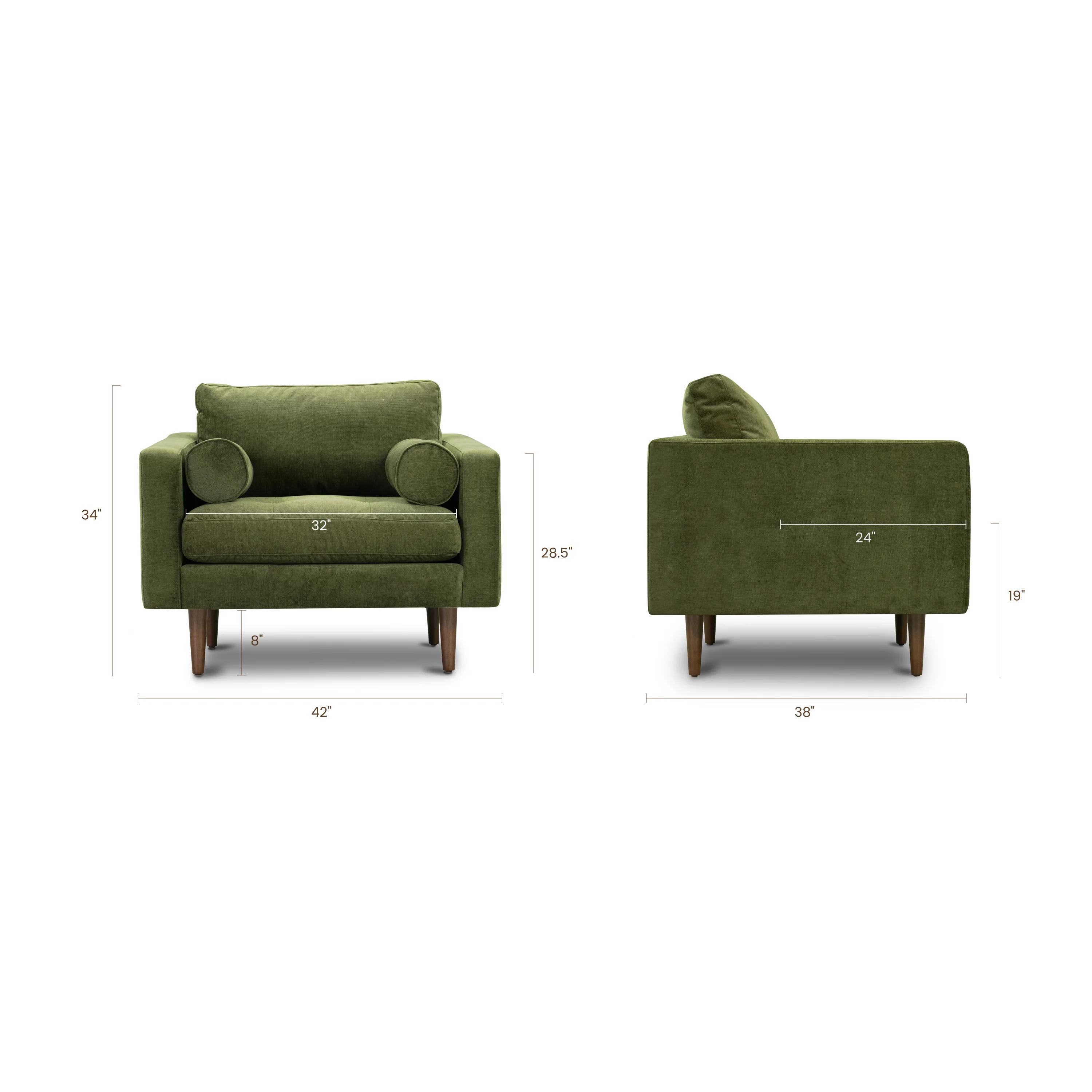 Napa Velvet Lounge Chair | Distressed Green Velvet | Single - Image 13
