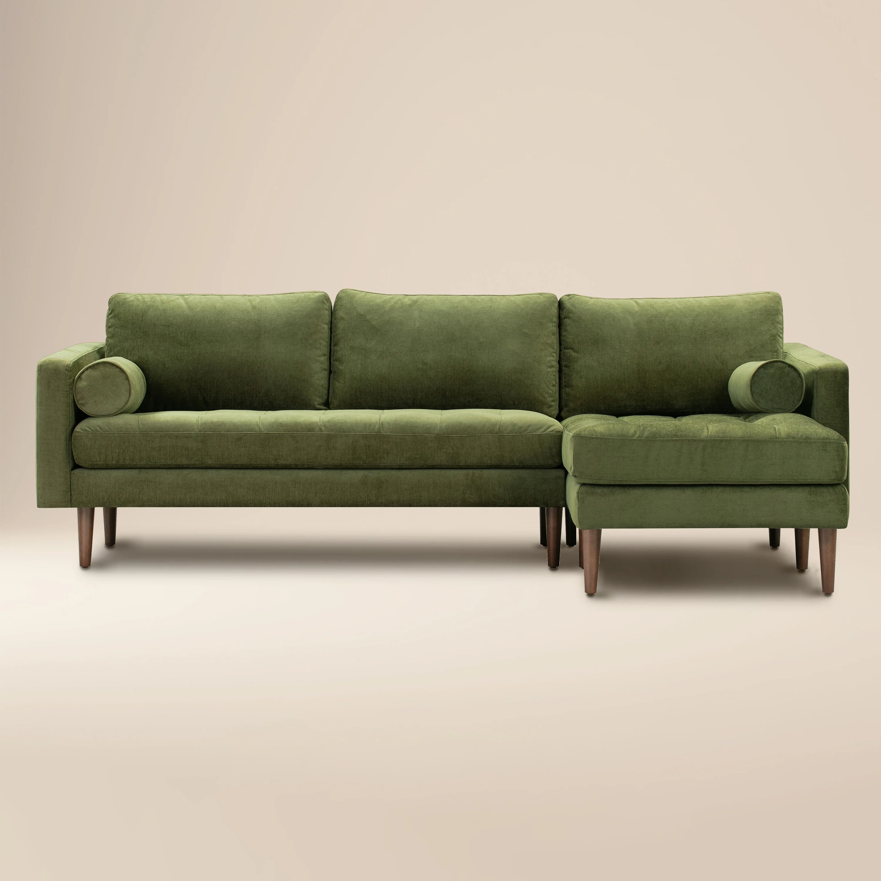 Napa Velvet Right-Facing Sectional Sofa | Distressed Green Velvet