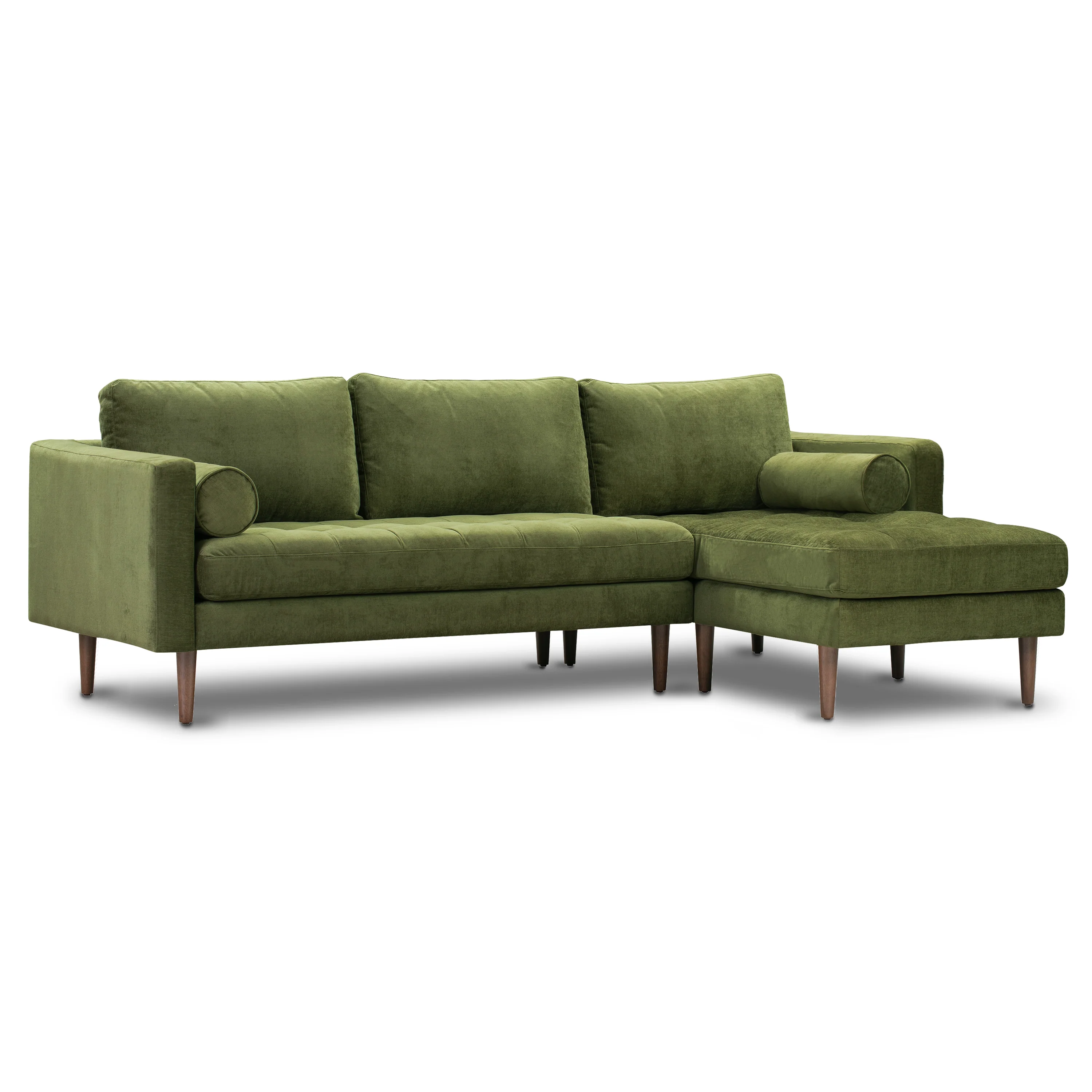 Napa Velvet Right-Facing Sectional Sofa | Distressed Green Velvet - Image 2