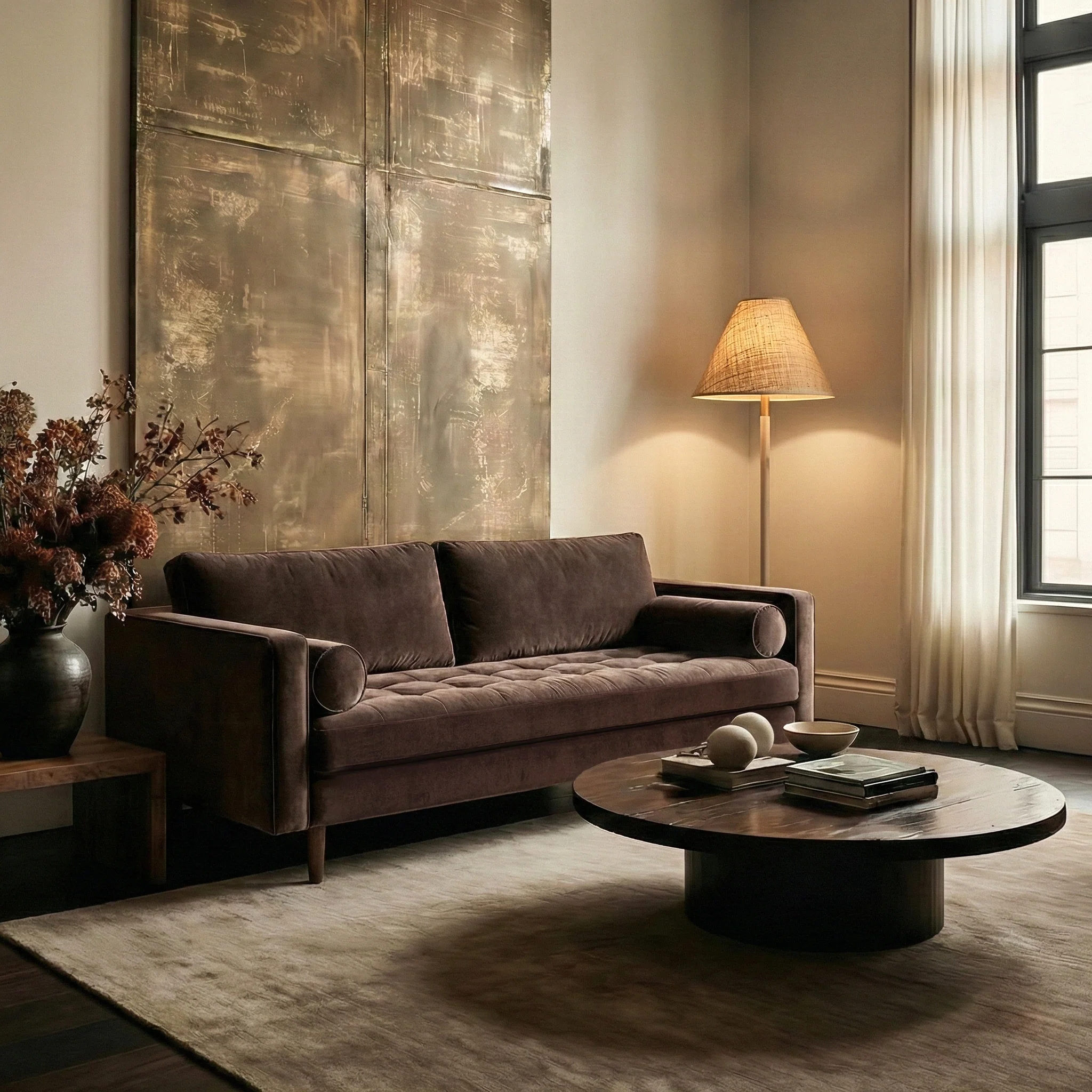 Napa 88.5" Velvet Sofa | Sable Brown - Image 2