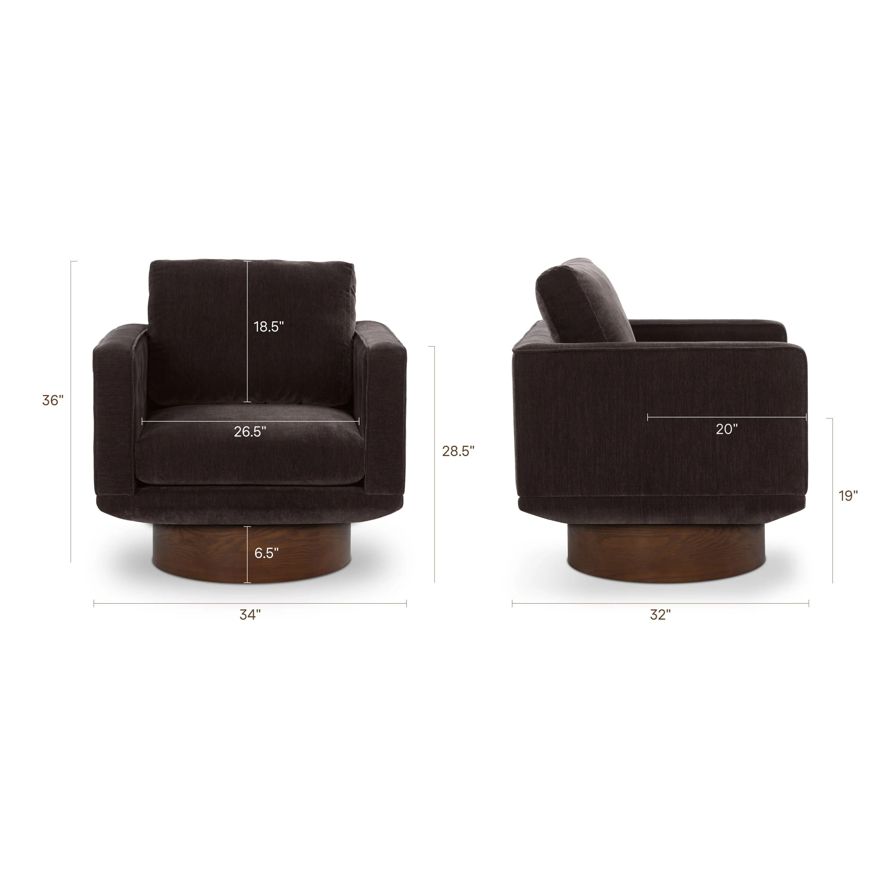 Nera Swivel Lounge Chair | Ganache Brown - Image 14