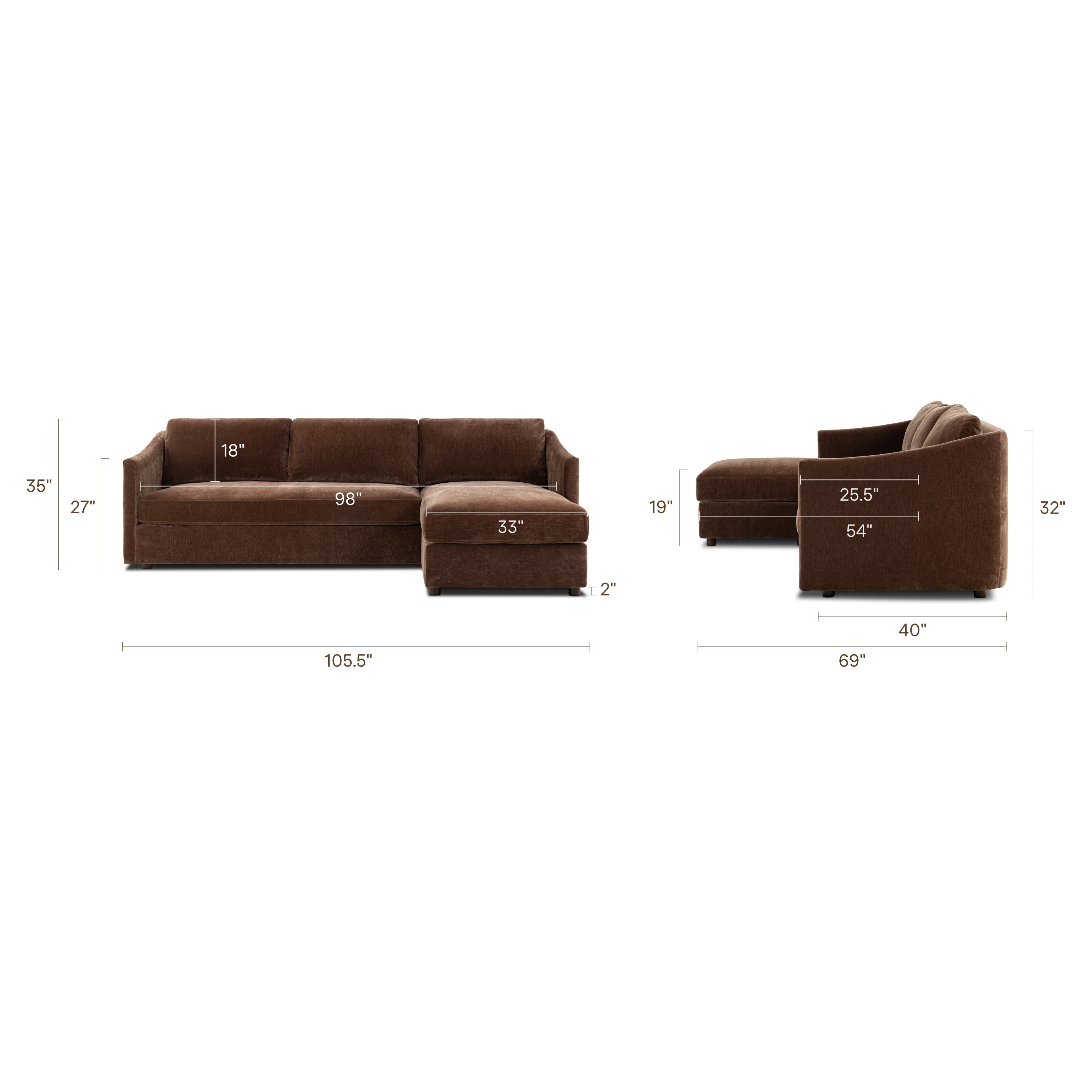 Nervan Reversible Chaise Sectional (105.5") | Bronzer Brown - Image 20