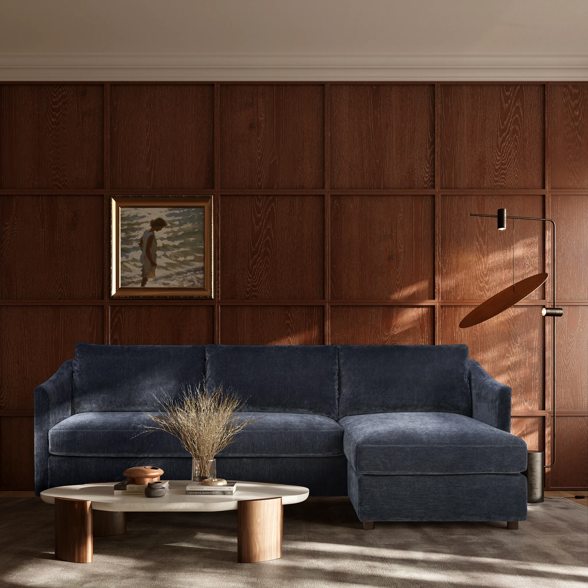 Nervan Reversible Chaise Sectional (105.5") | Mystic Blue - Image 3