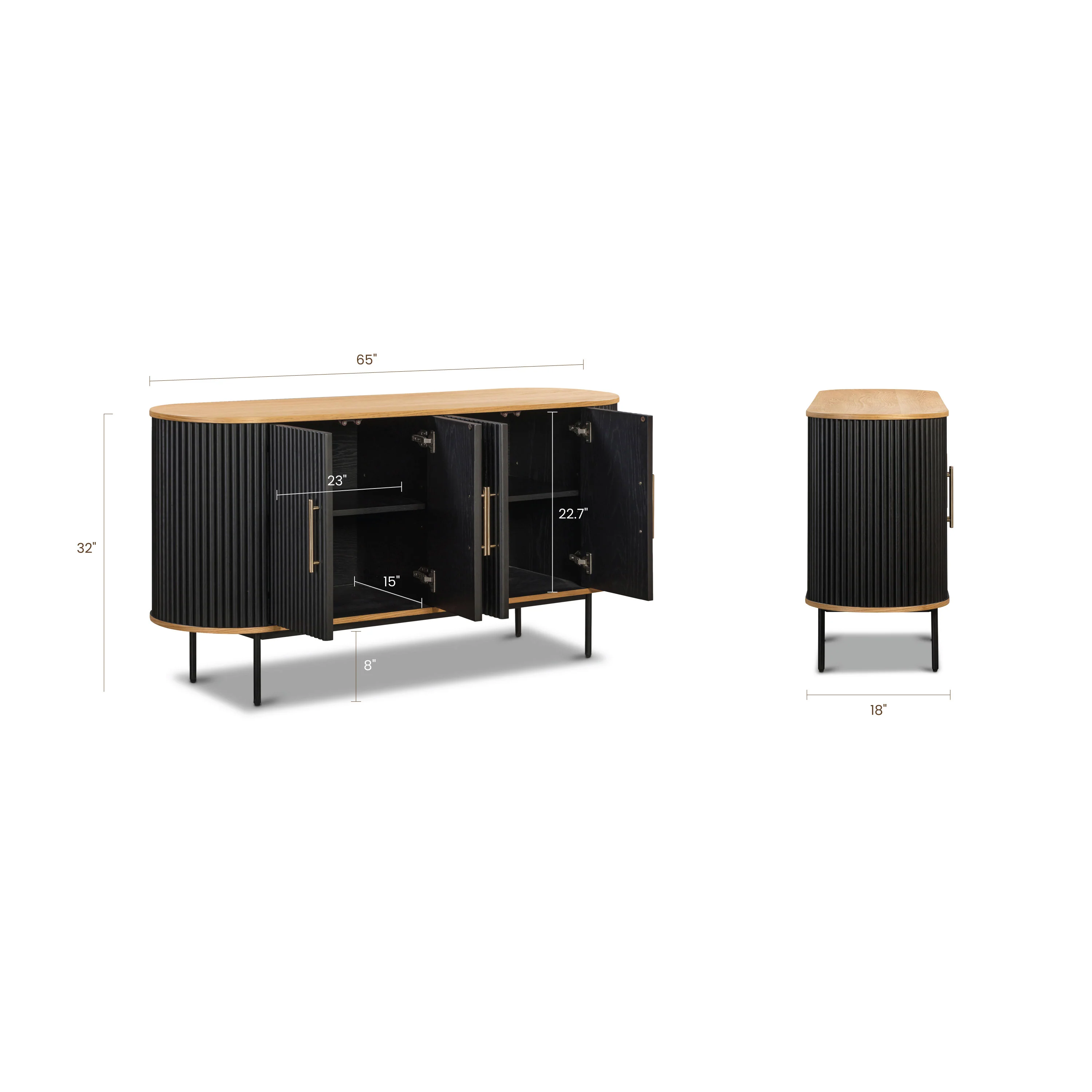 Noir 65" Sideboard | Black - Image 12