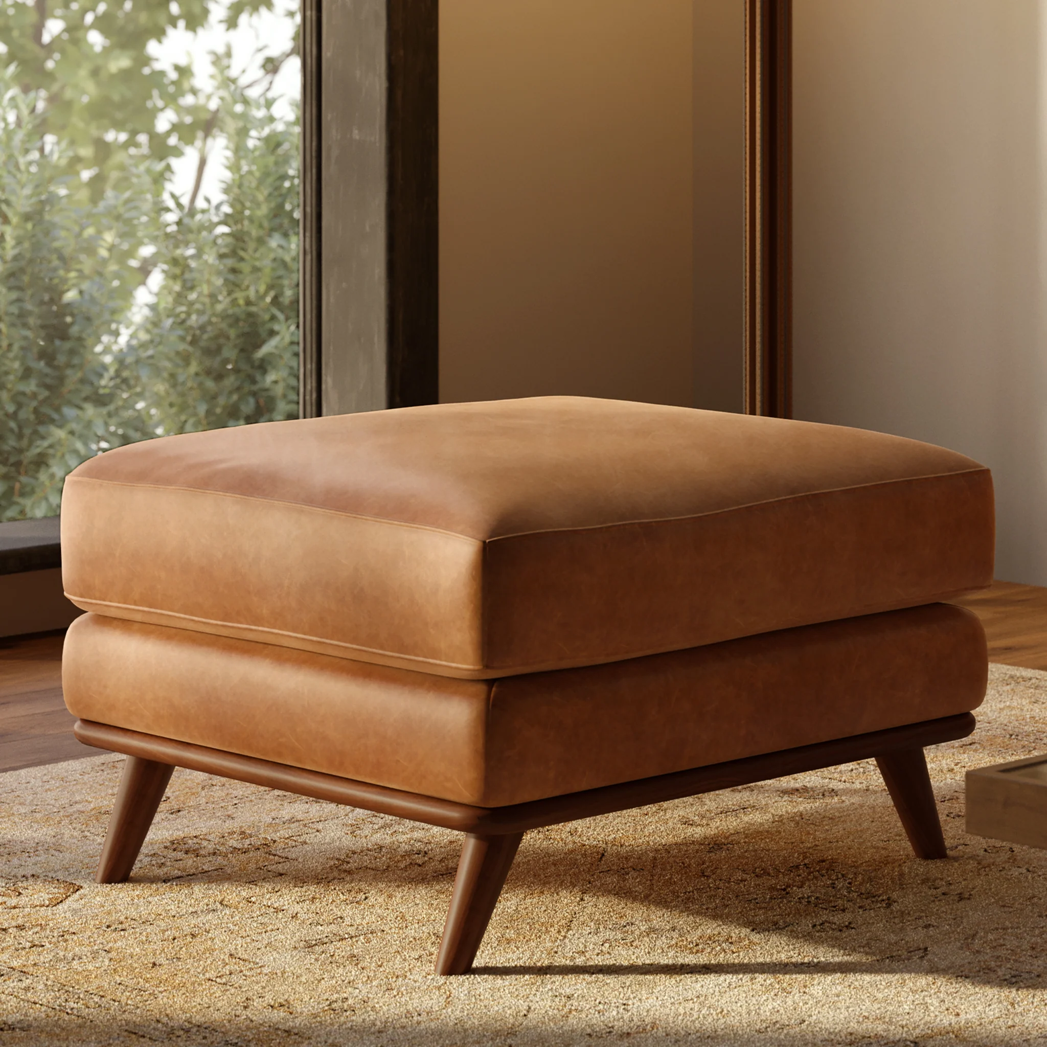 Nolita Leather Ottoman | Cognac Tan - Image 2
