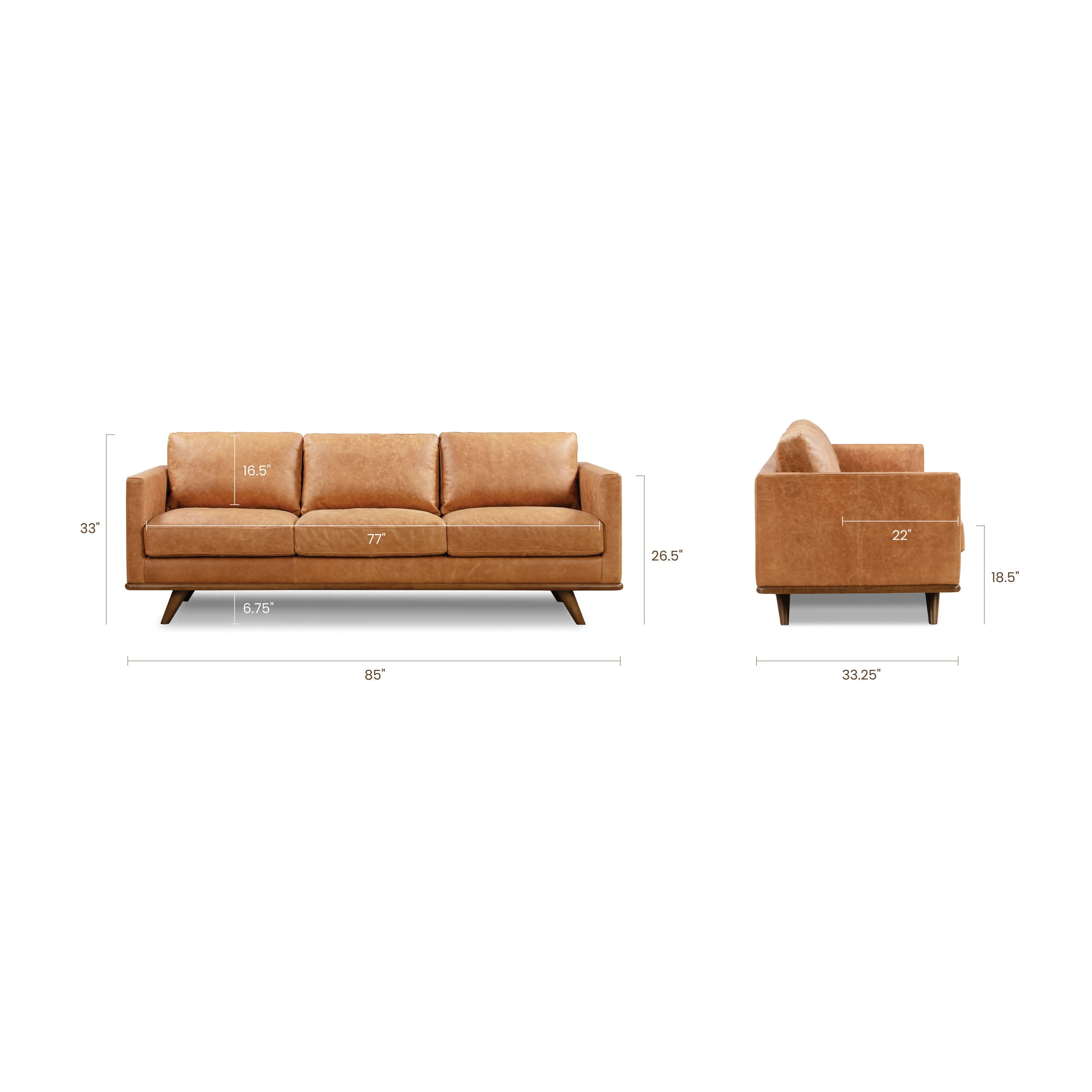 Nolita 85" Leather Sofa | Cognac Tan - Image 15
