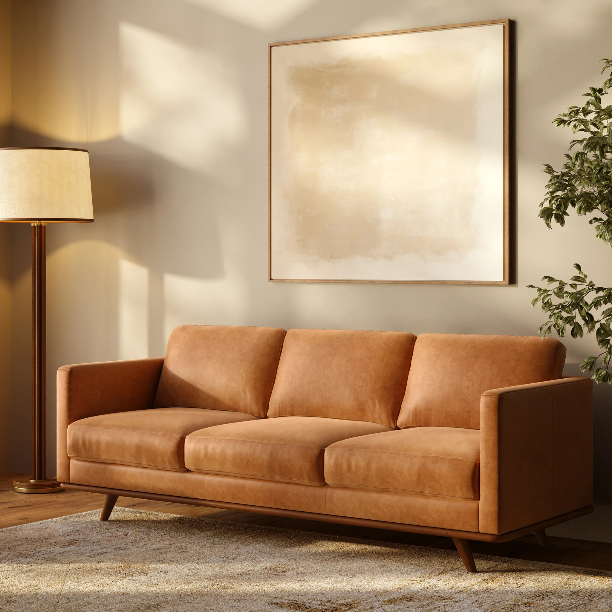 Nolita 85" Leather Sofa | Cognac Tan - Image 2