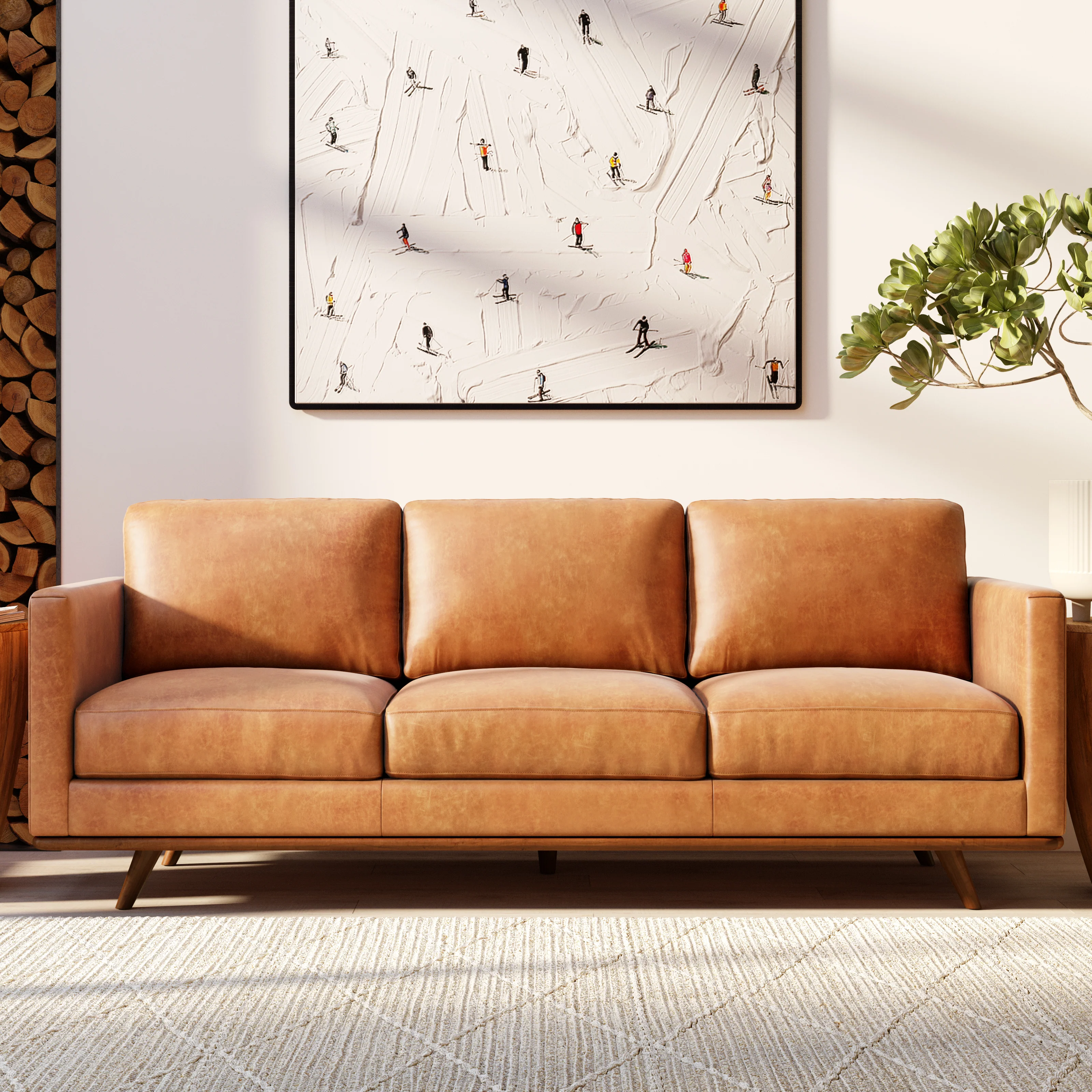 Nolita 85" Leather Sofa | Cognac Tan - Image 4
