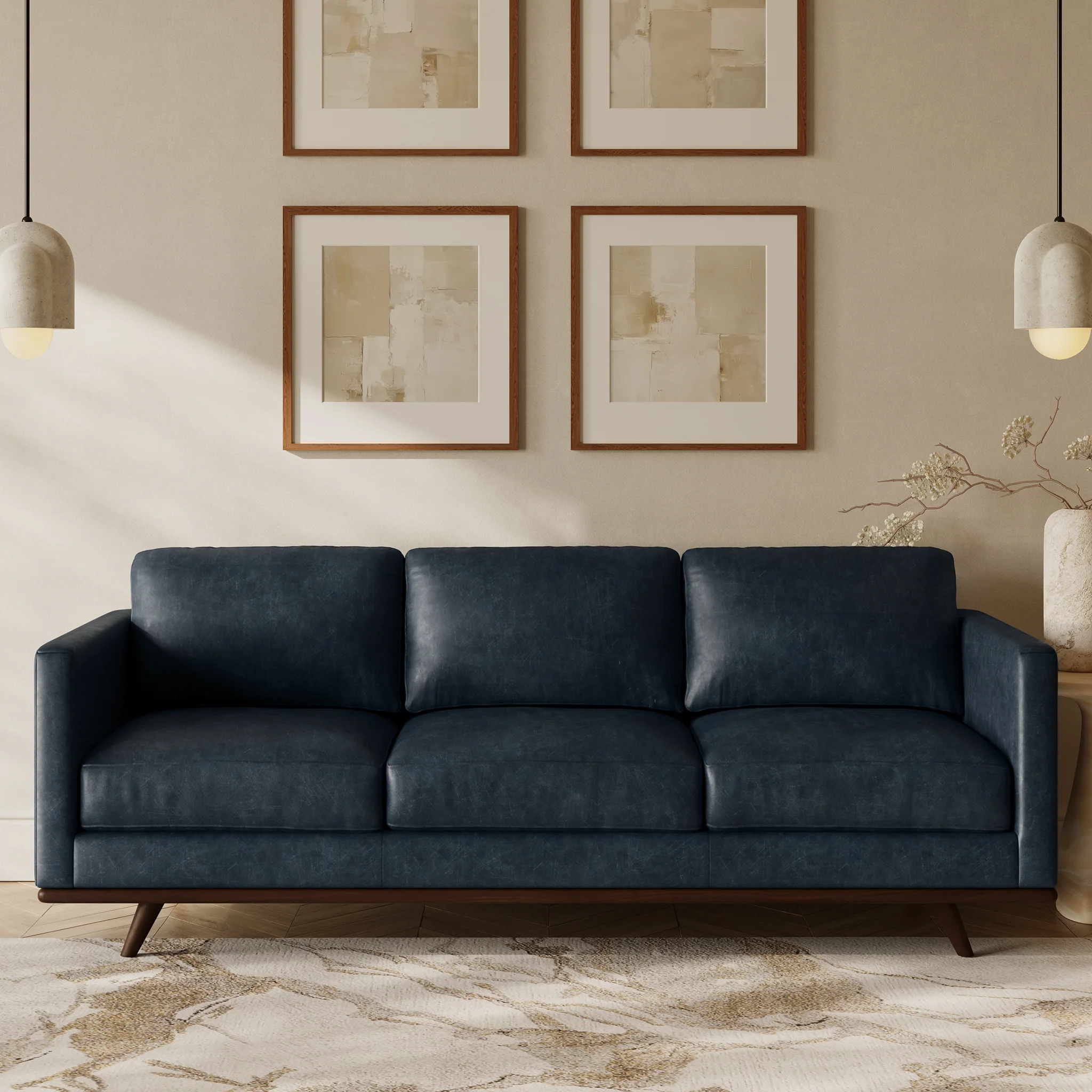 Nolita 85" Leather Sofa | Nightfall Blue - Image 2
