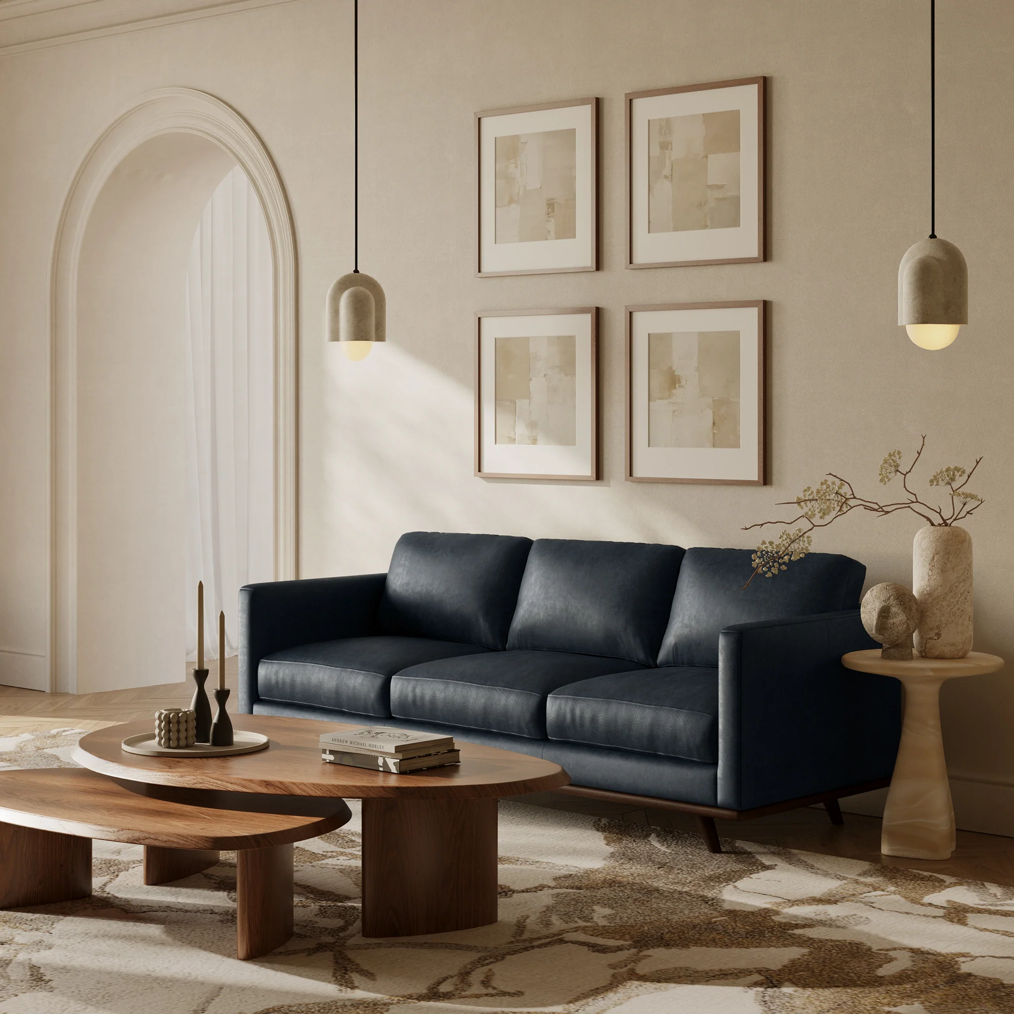 Nolita 85" Leather Sofa | Nightfall Blue - Image 3