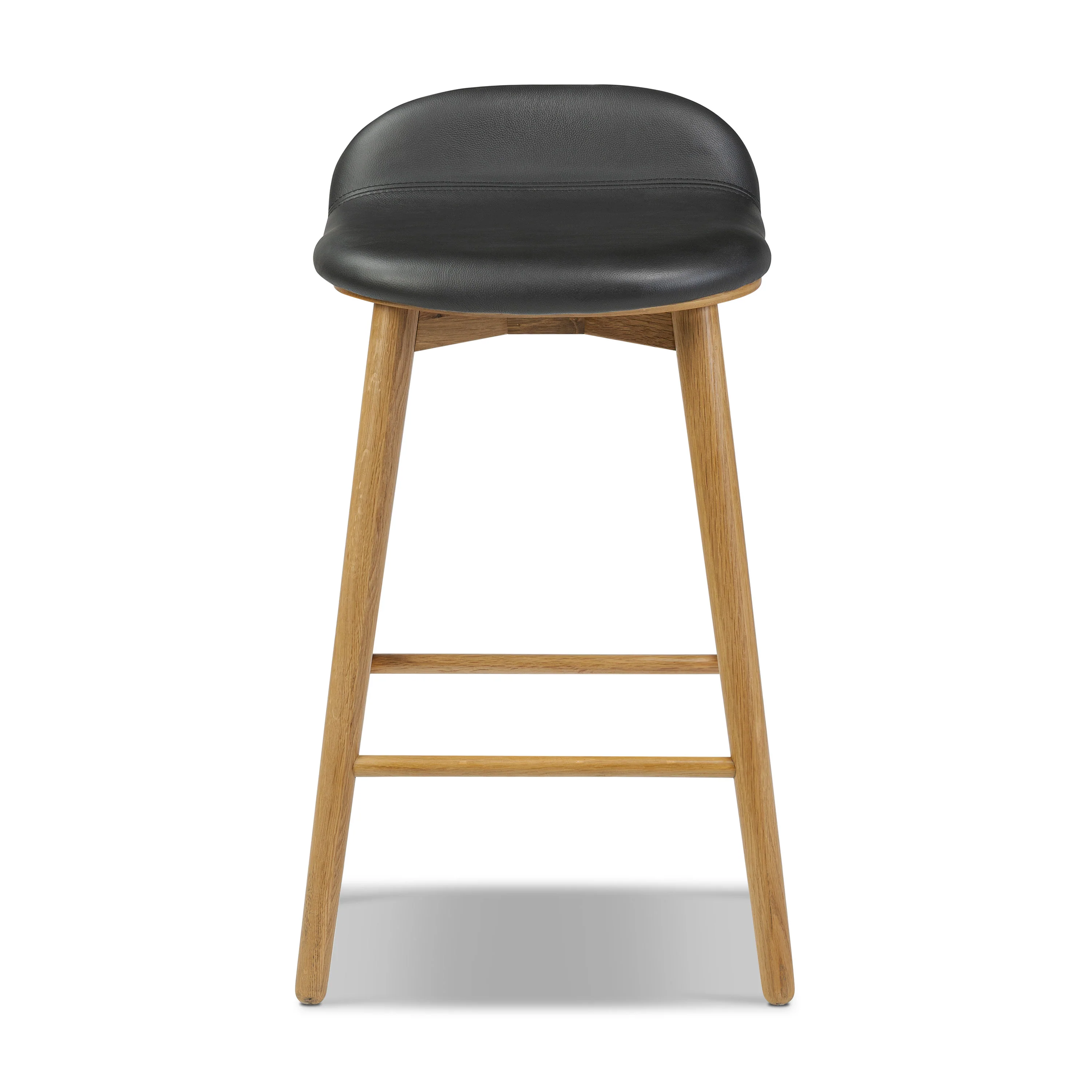 Notello Leather Counter Stool | Black/Oak - Image 3