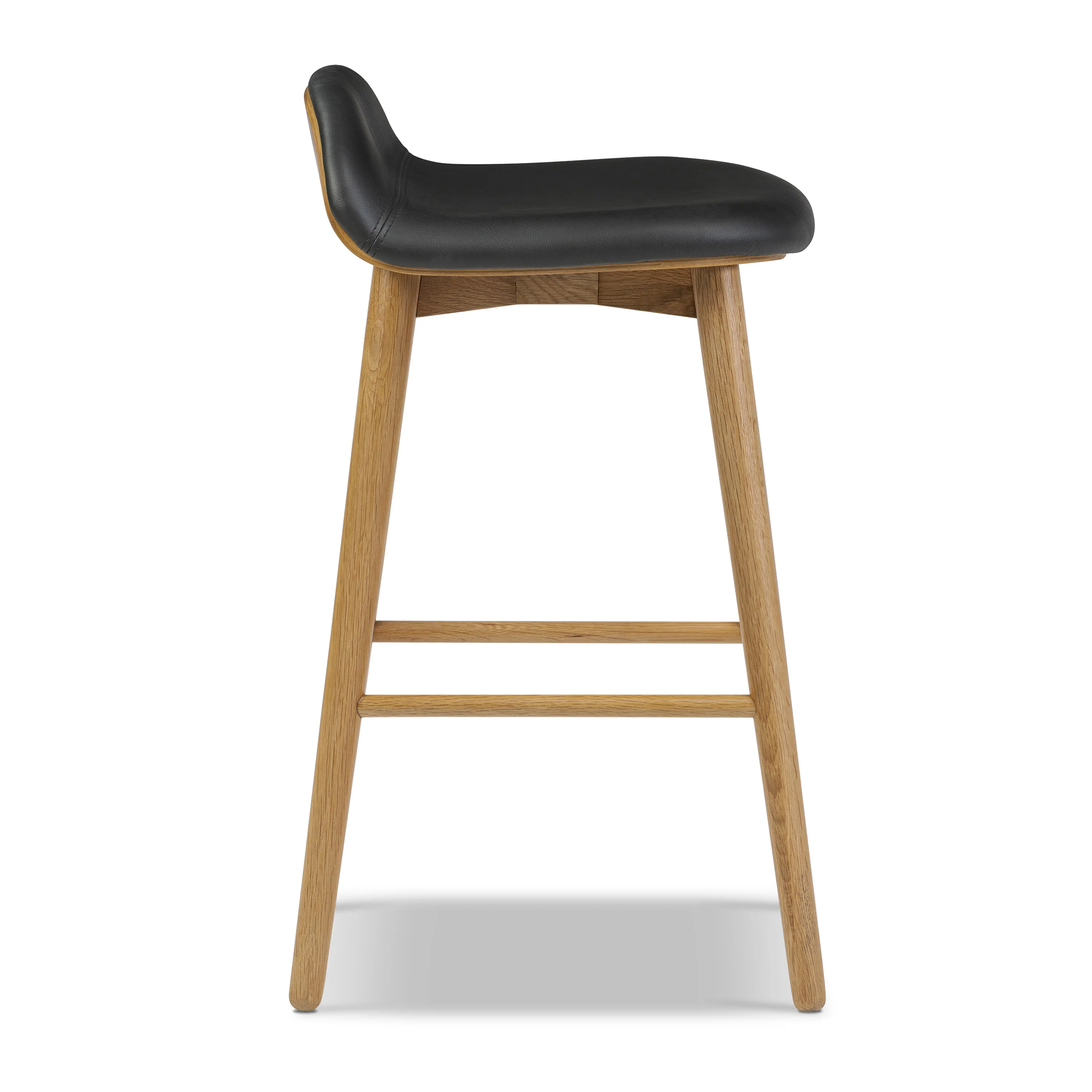 Notello Leather Counter Stool | Black/Oak - Image 5