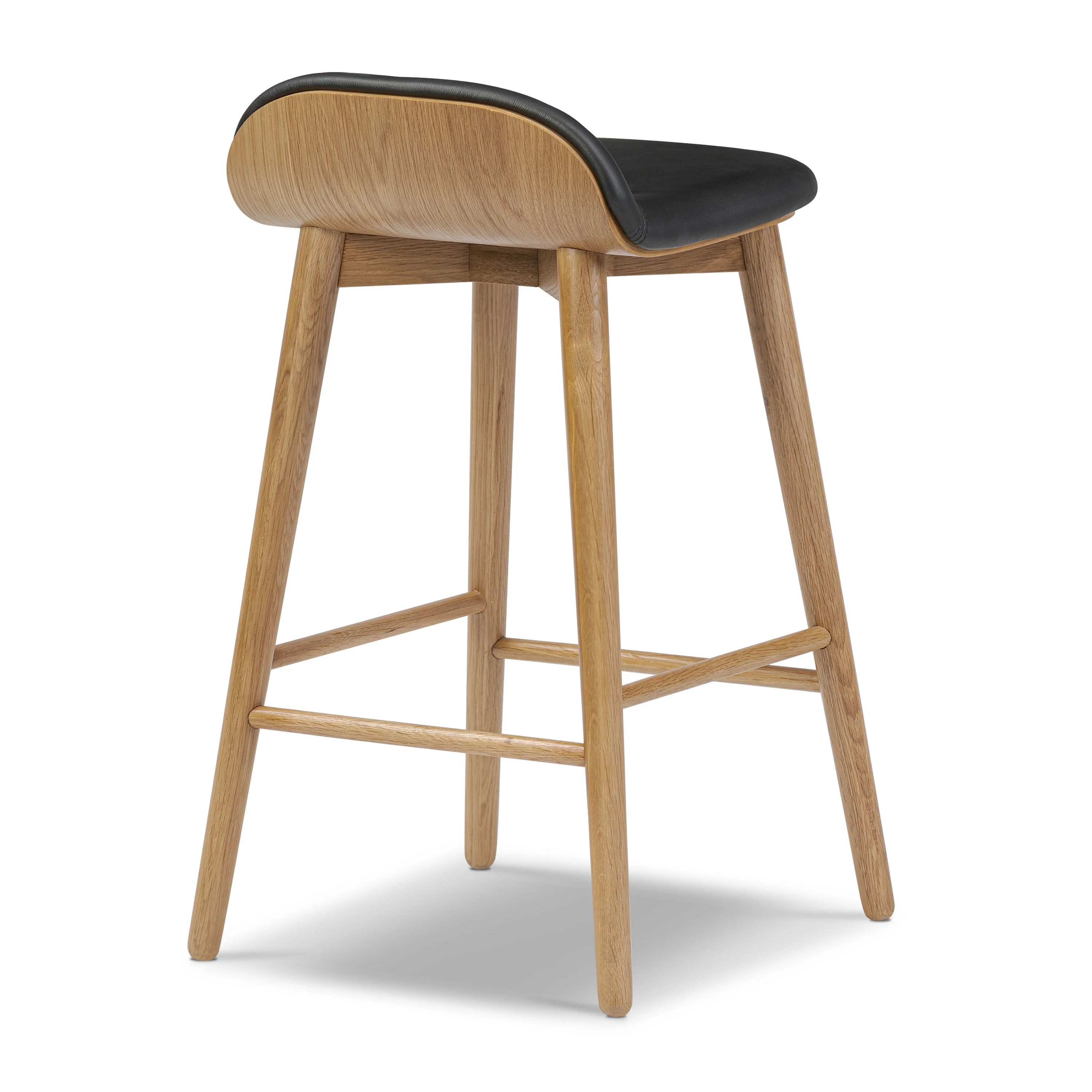Notello Leather Counter Stool | Black/Oak - Image 6