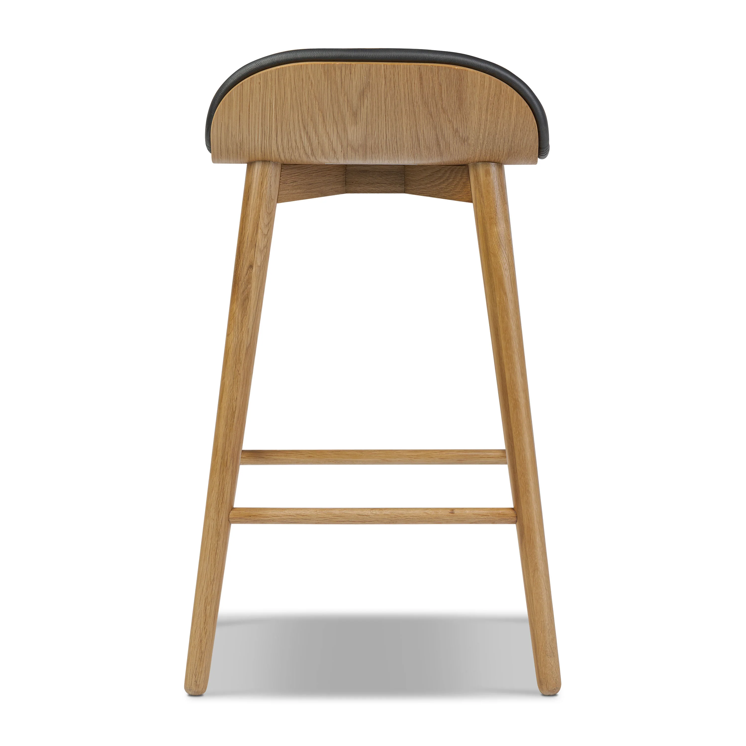 Notello Leather Counter Stool | Black/Oak - Image 7