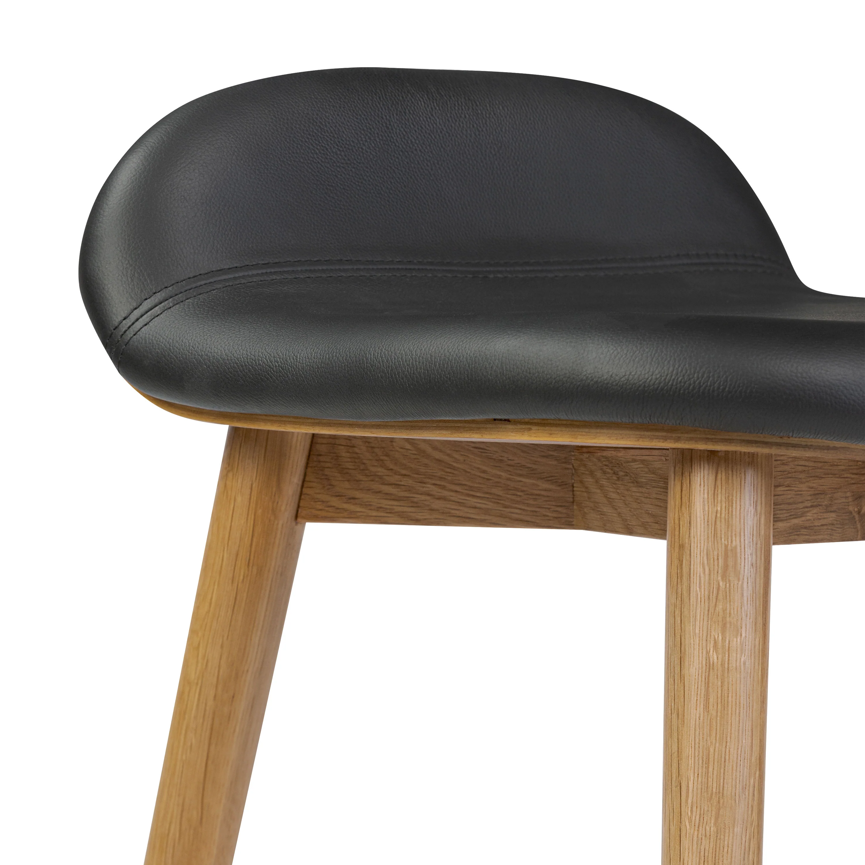 Notello Leather Counter Stool | Black/Oak - Image 8