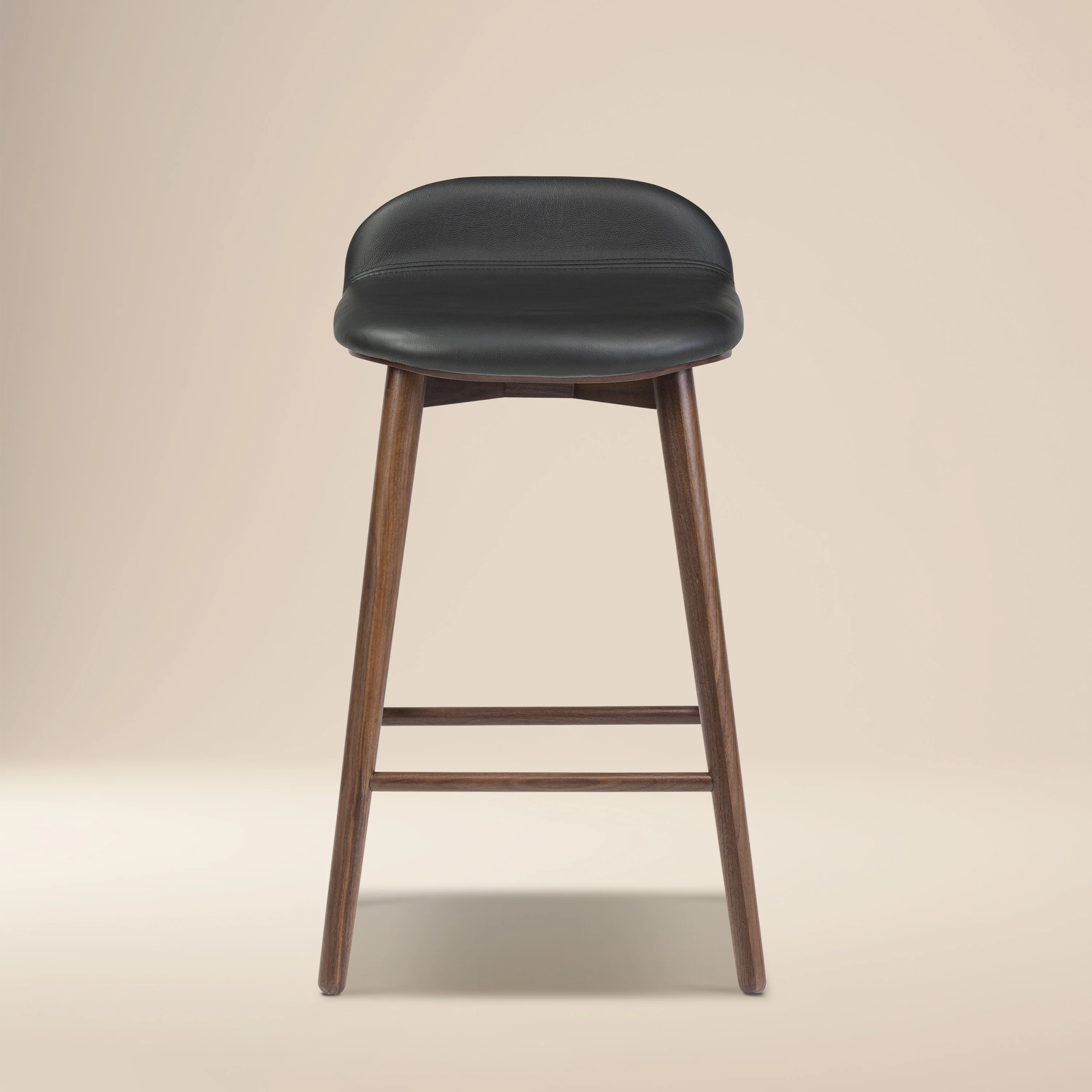 Notello Leather Counter Stool | Black/Walnut