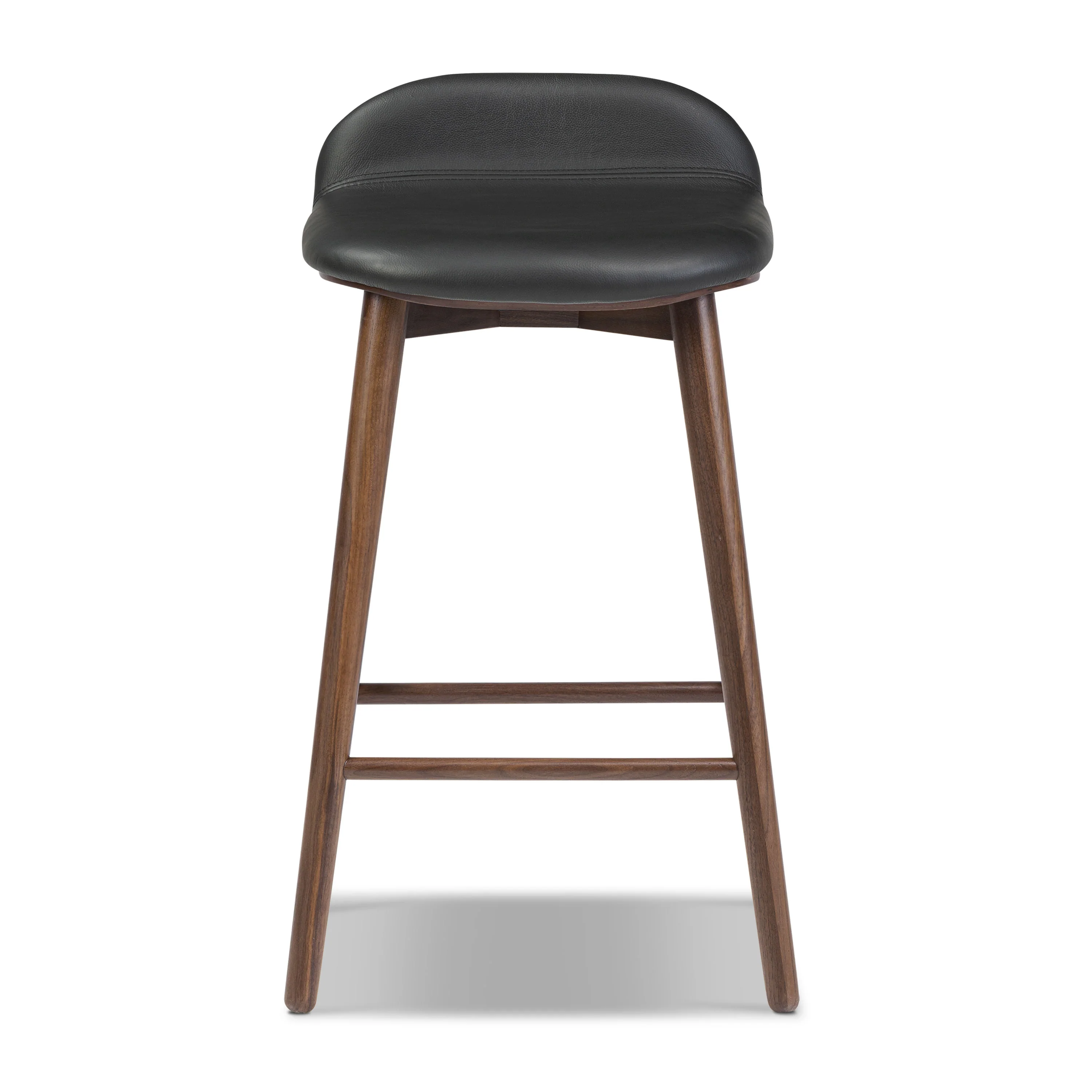 Notello Leather Counter Stool | Black/Walnut - Image 3