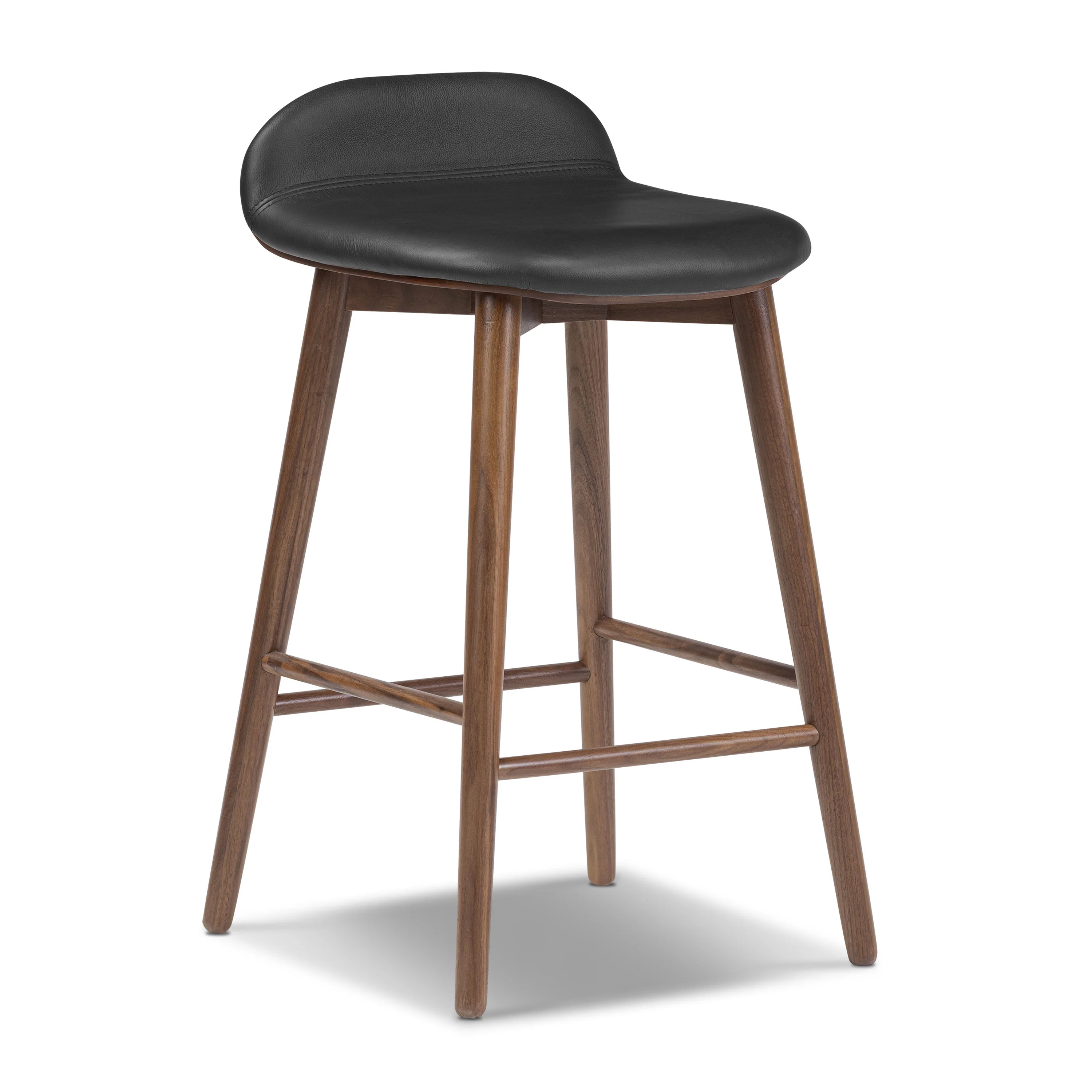 Notello Leather Counter Stool | Black/Walnut - Image 4