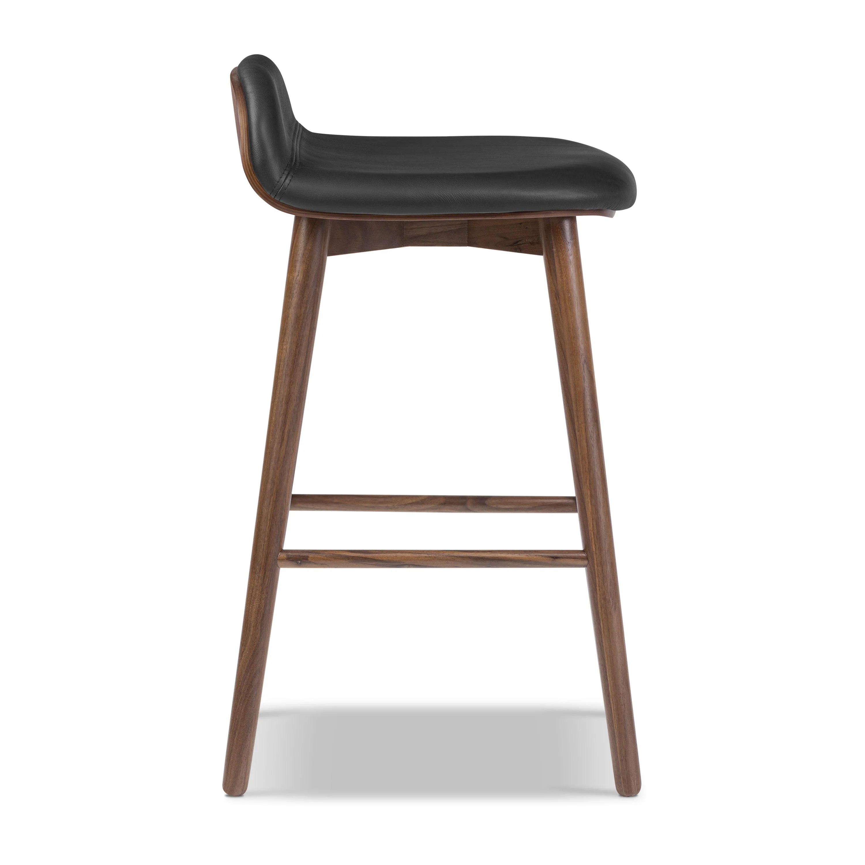Notello Leather Counter Stool | Black/Walnut - Image 5