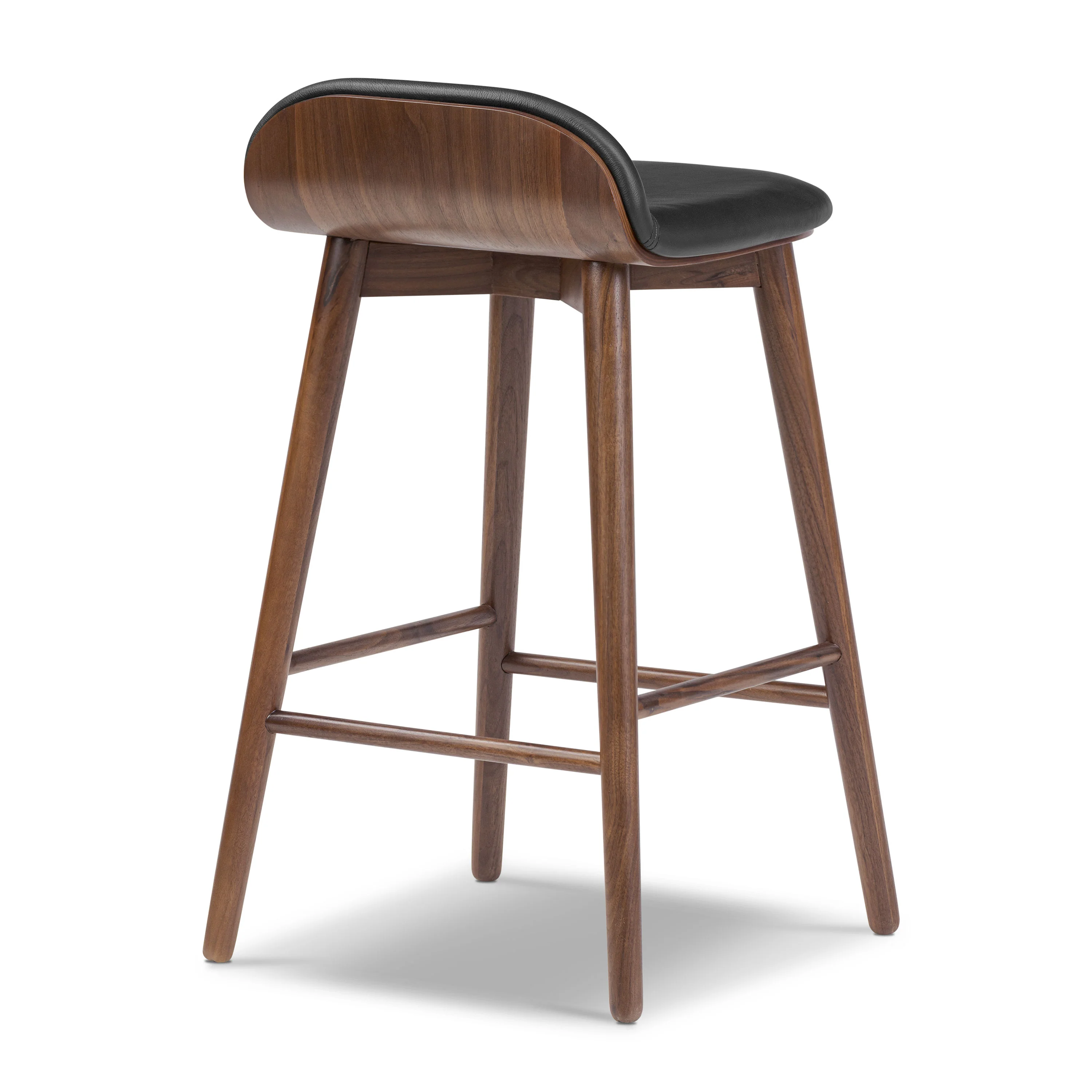 Notello Leather Counter Stool | Black/Walnut - Image 6