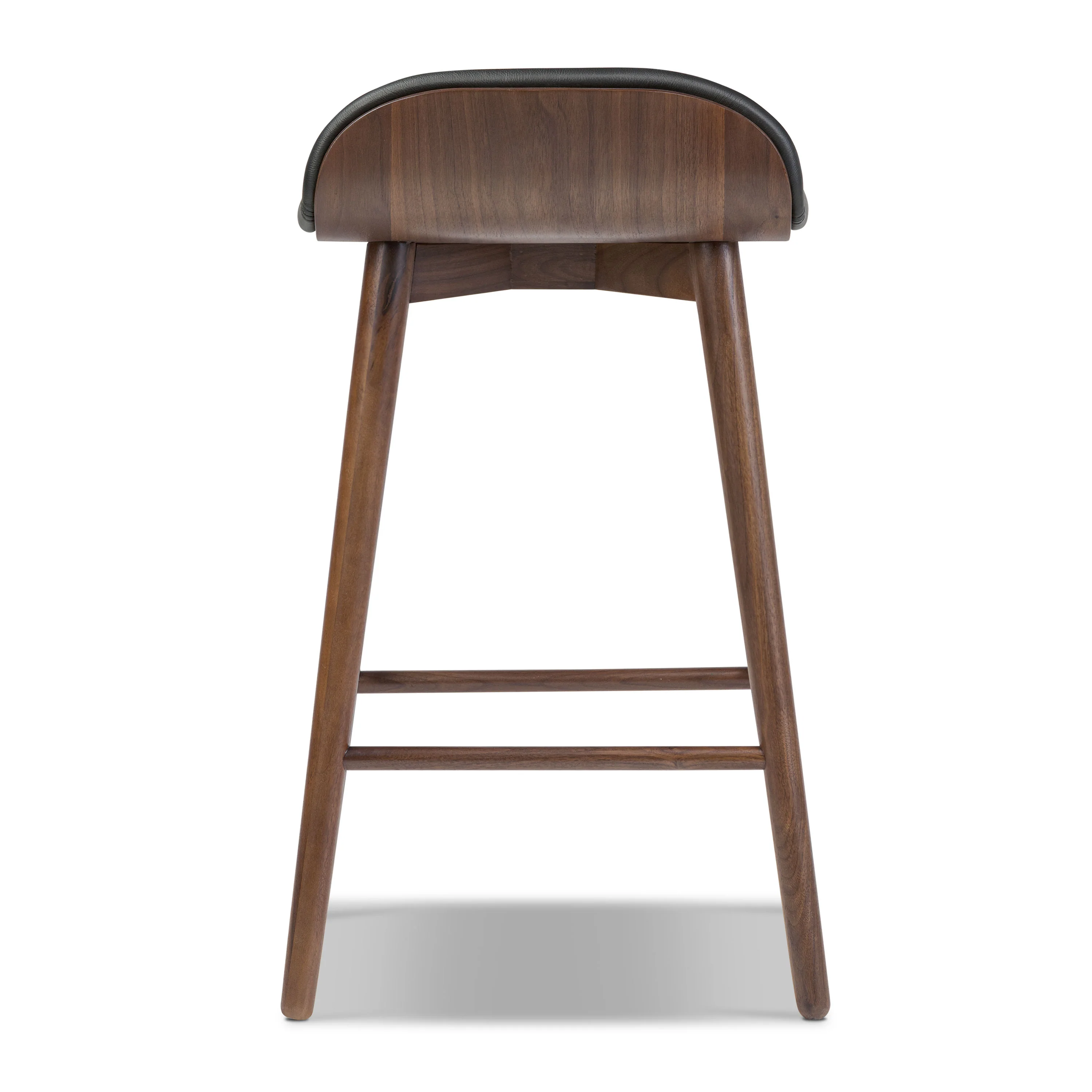 Notello Leather Counter Stool | Black/Walnut - Image 7